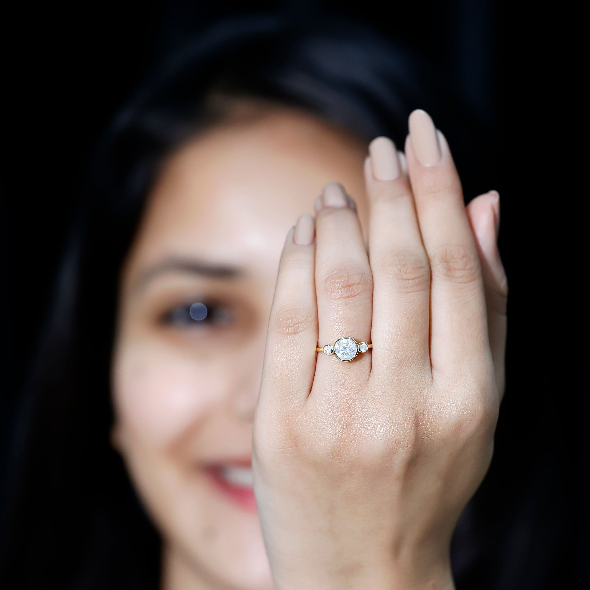Bezel Set Moissanite Solitaire Engagement Ring D-VS1 - Rosec Jewels