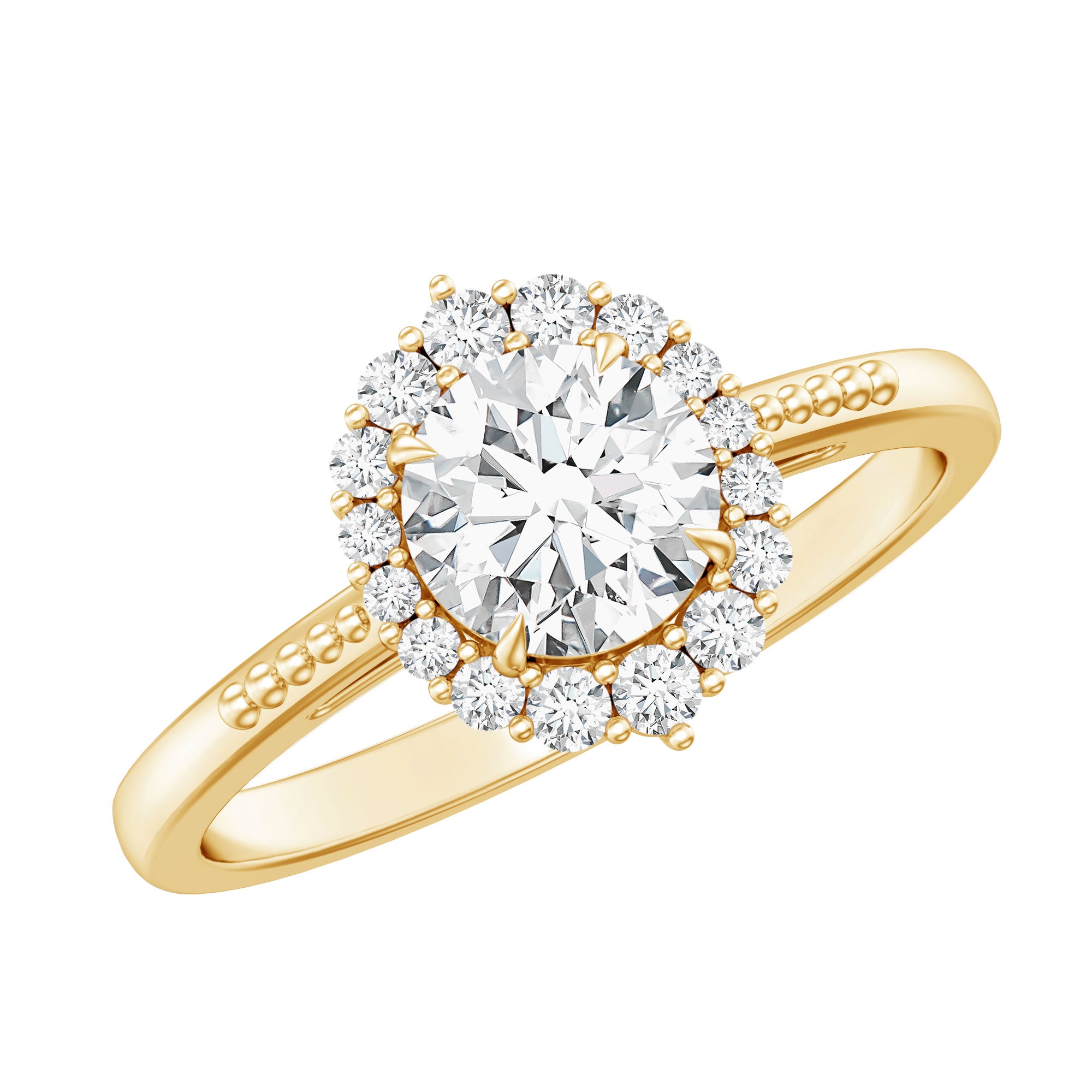 Certified Moissanite Halo Engagement Ring for Women D-VS1 - Rosec Jewels