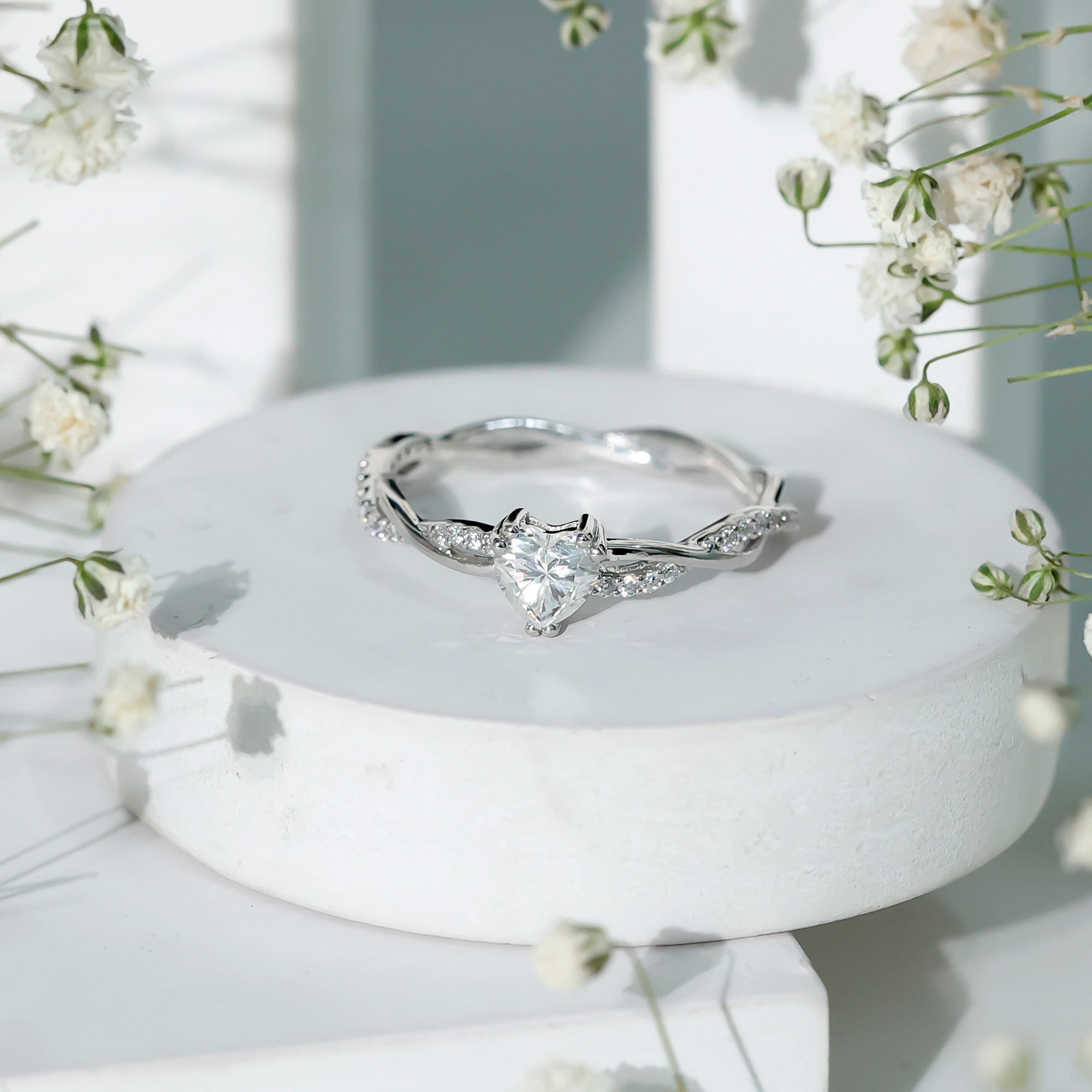 Heart Shape Moissanite Solitaire Promise Ring D-VS1 - Rosec Jewels