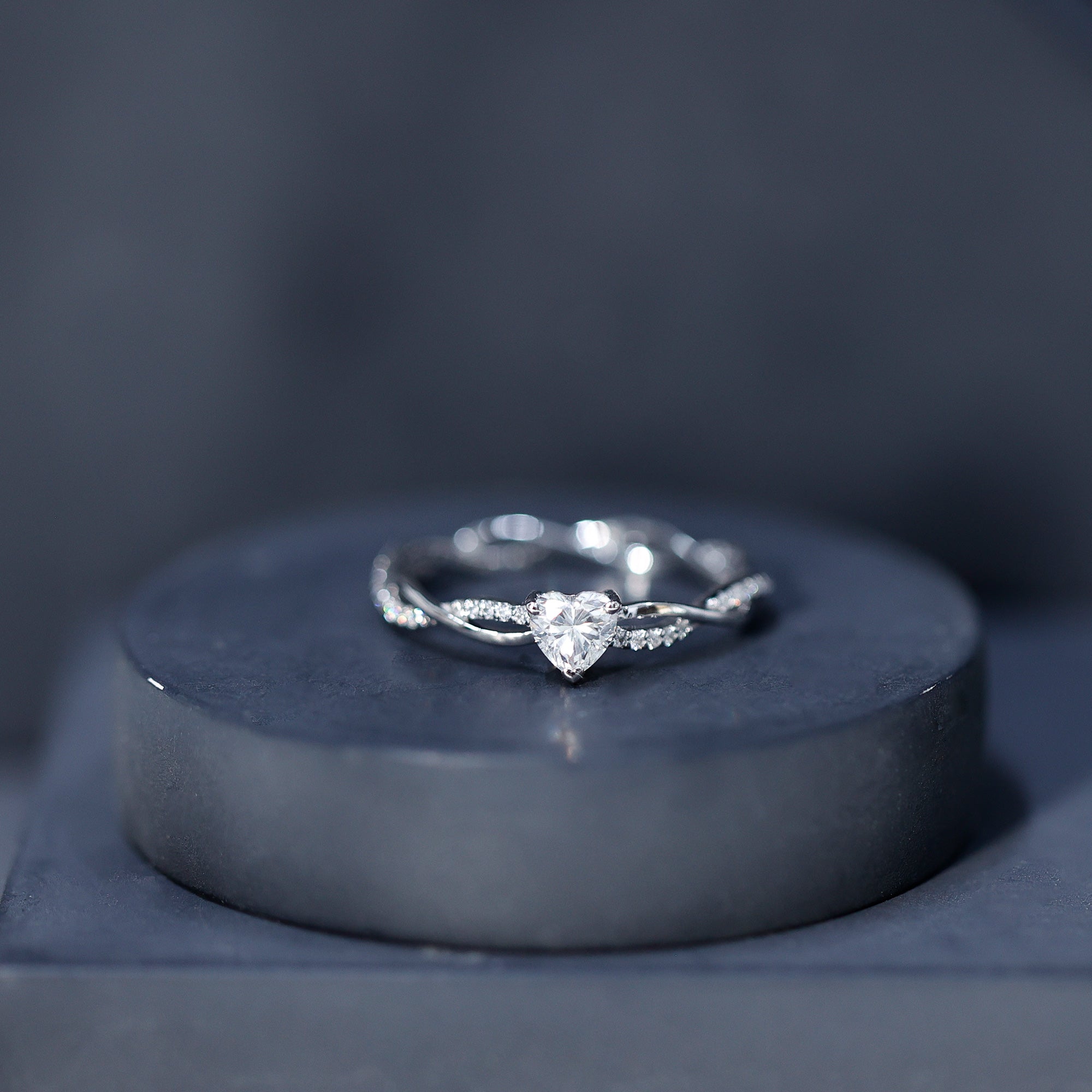 Heart Shape Moissanite Solitaire Promise Ring D-VS1 - Rosec Jewels
