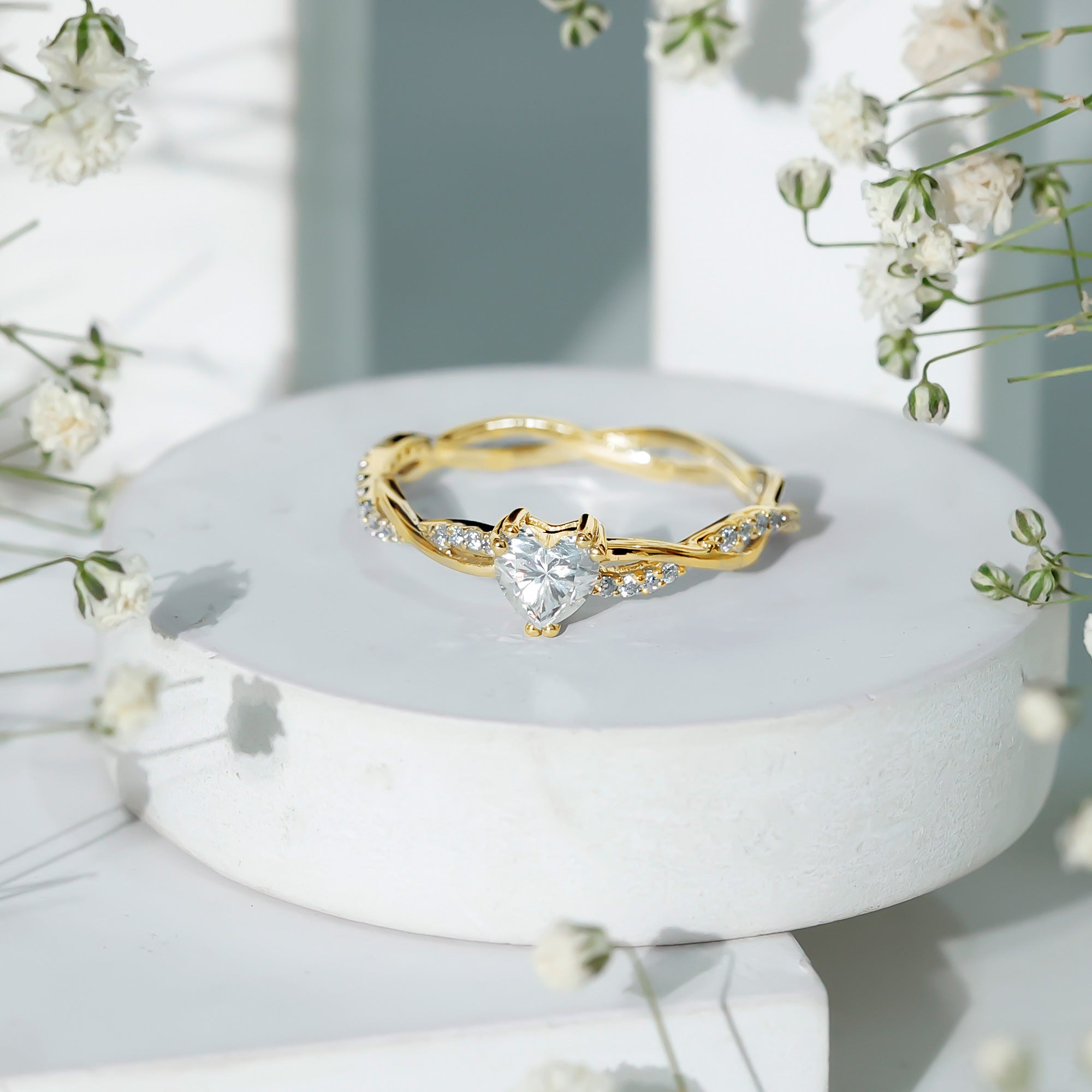 Heart Shape Moissanite Solitaire Promise Ring D-VS1 - Rosec Jewels