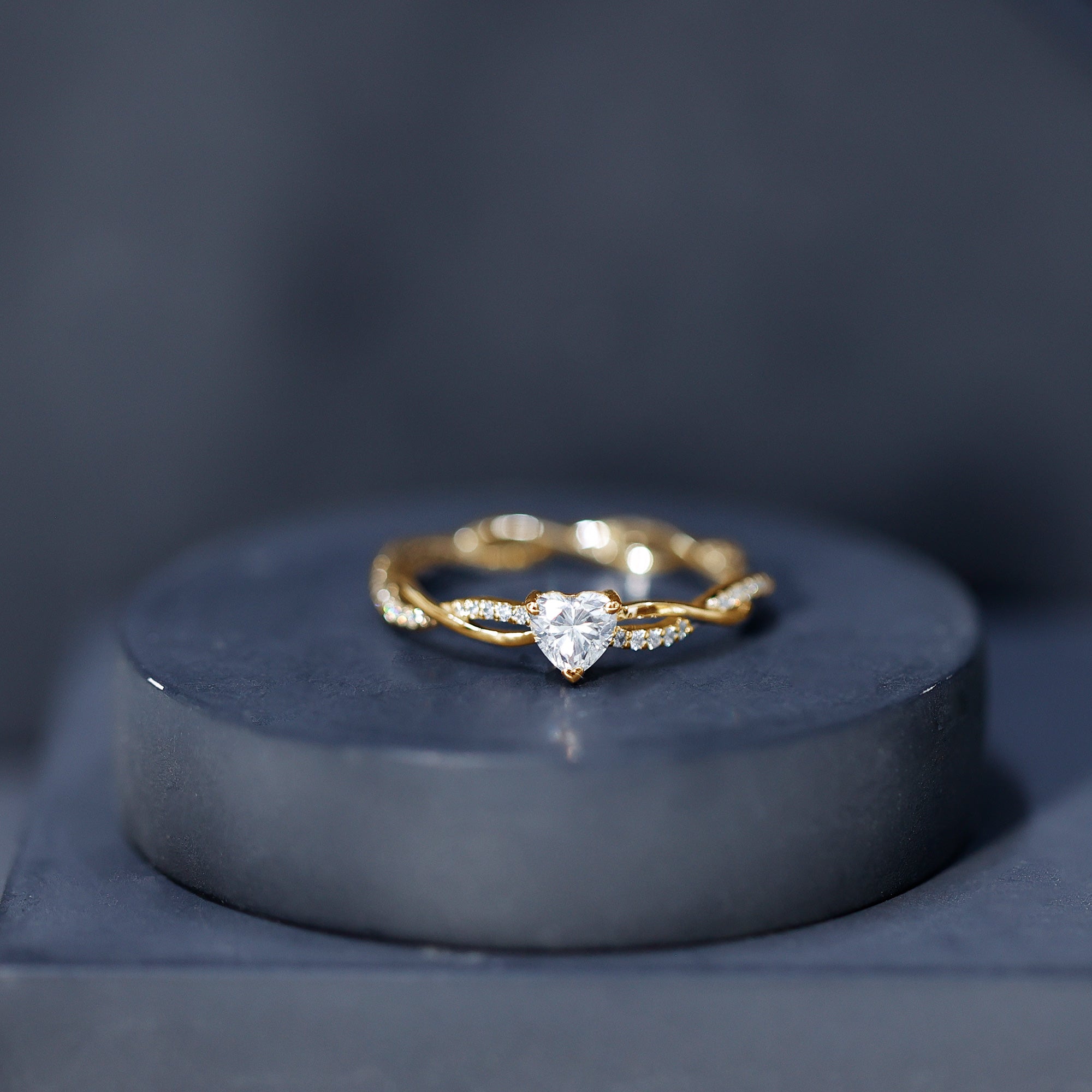 Heart Shape Moissanite Solitaire Promise Ring D-VS1 - Rosec Jewels