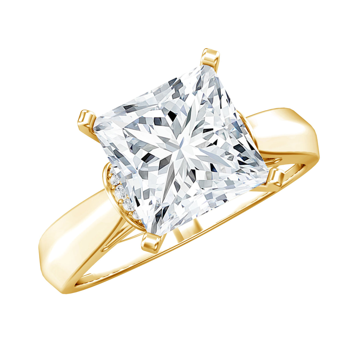 Rosec Jewels-4 Carat Princess Cut Lab Grown Diamond Solitaire Engagement Ring IGI Certified