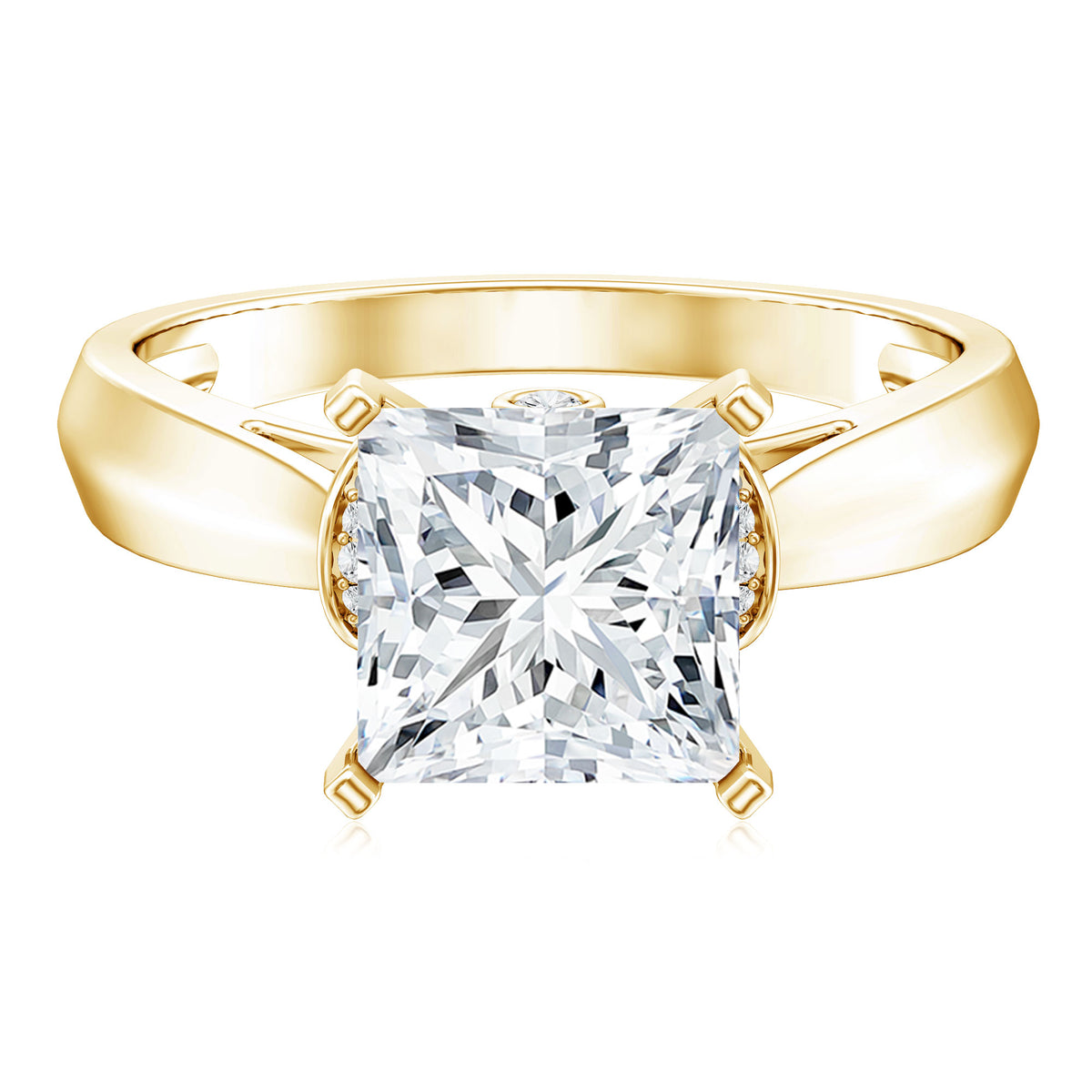 Rosec Jewels-4 Carat Princess Cut Lab Grown Diamond Solitaire Engagement Ring IGI Certified