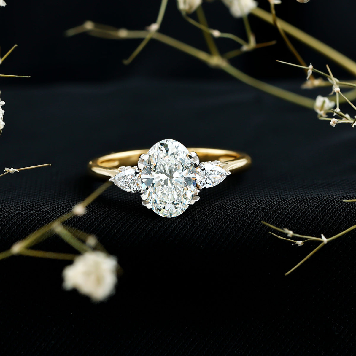 2 Carat Oval Lab Grown Diamond Journey Ring with IGI Certificate Lab - ( E-VS1 ) - Rosec Jewels