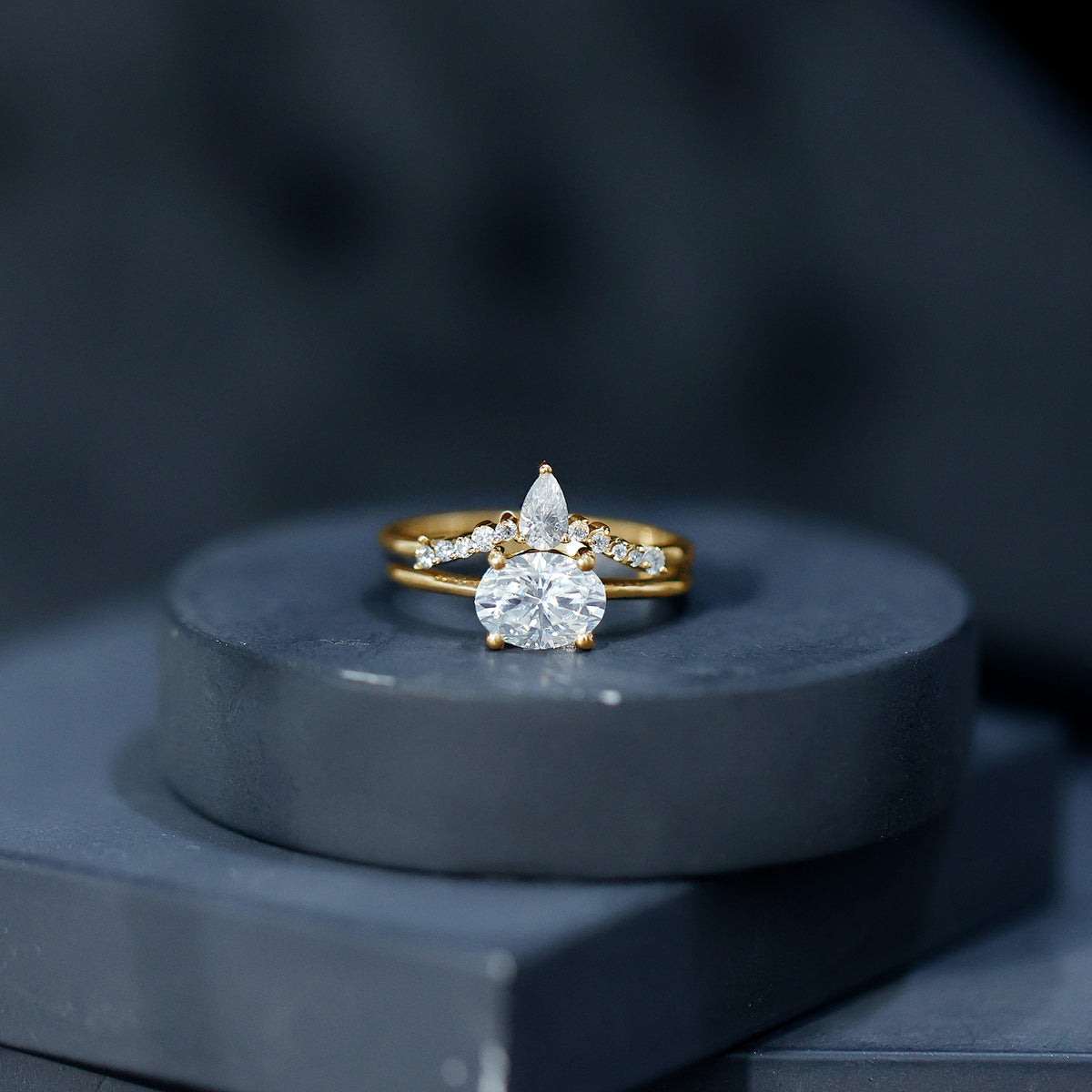 2 Carat IGI Authenticated Lab Grown Diamond Oval Wedding Ring Set Lab - ( E-VS1 ) - Rosec Jewels