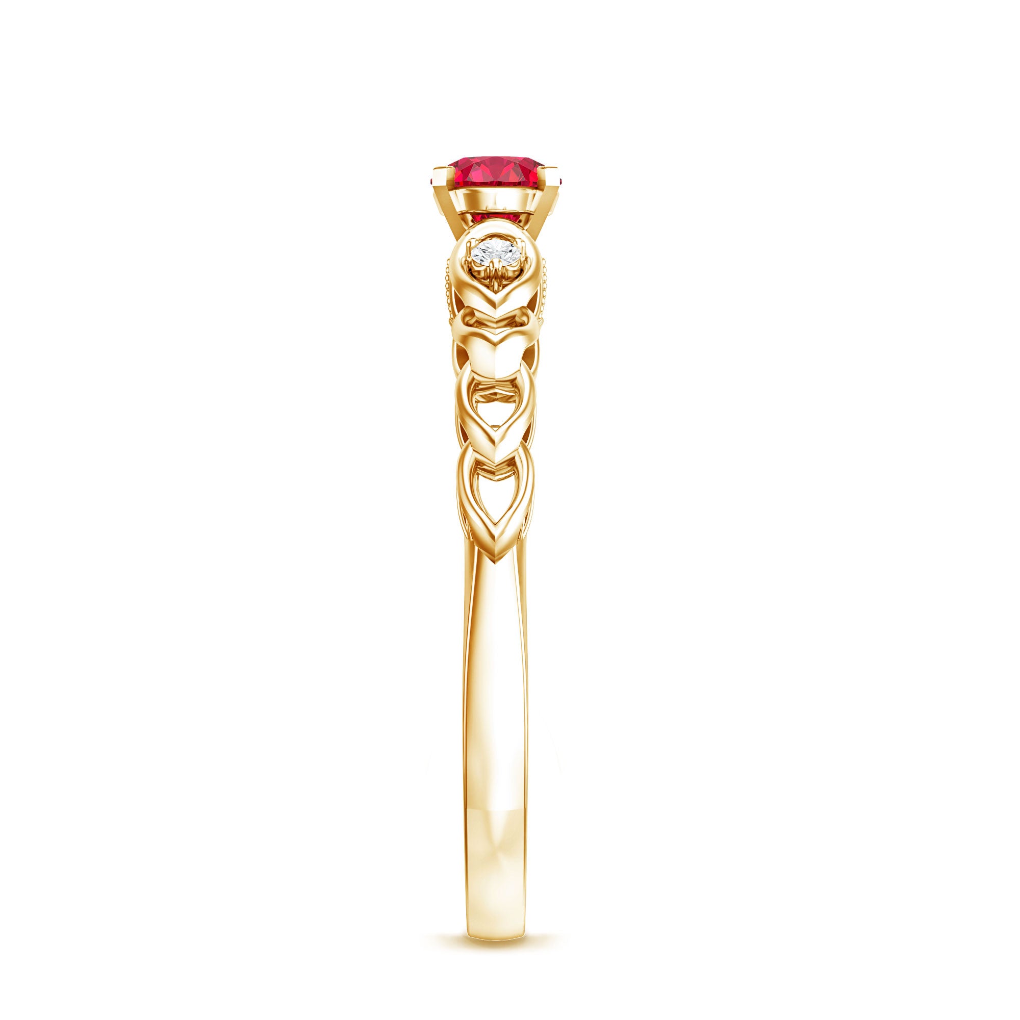 Lab Grown Ruby Designer Promise Ring with Diamond AAAA - Rosec Jewels