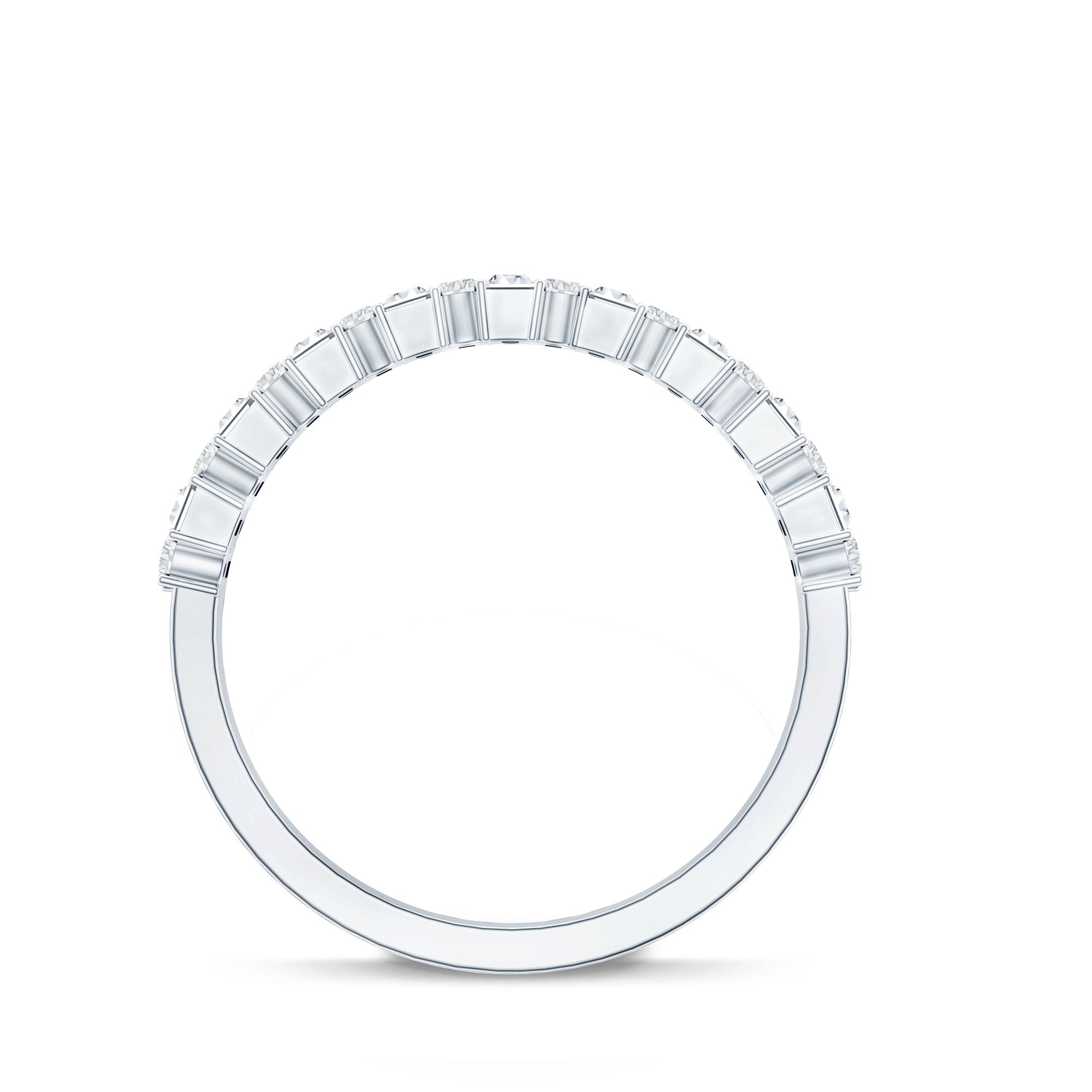 Baguette and Round Certified Moissanite Half Eternity Band Ring D-VS1 - Rosec Jewels
