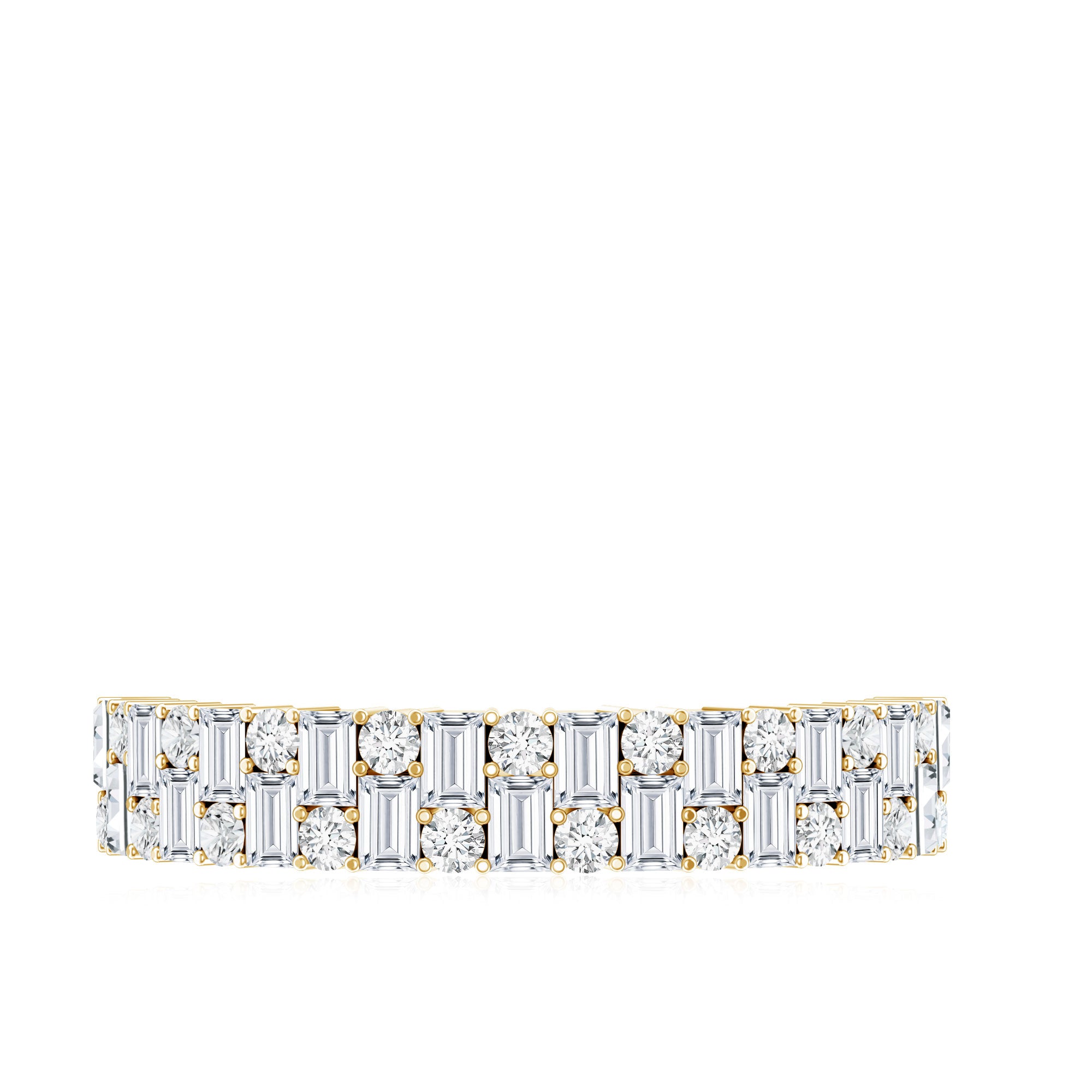 Baguette and Round Certified Moissanite Half Eternity Band Ring D-VS1 - Rosec Jewels