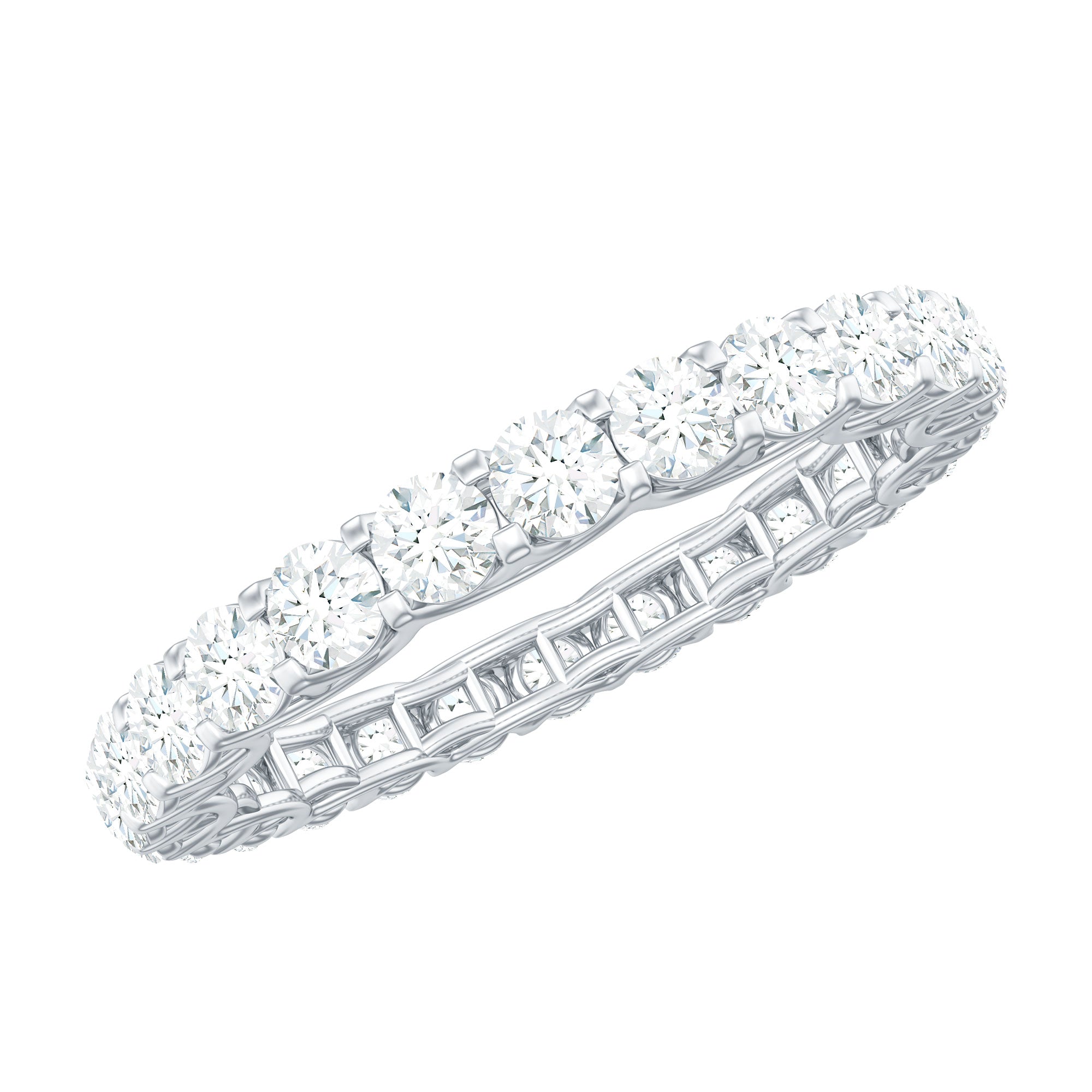 Certified Trellis Set Cubic Zirconia Eternity Wedding Band Ring AAAA - Rosec Jewels
