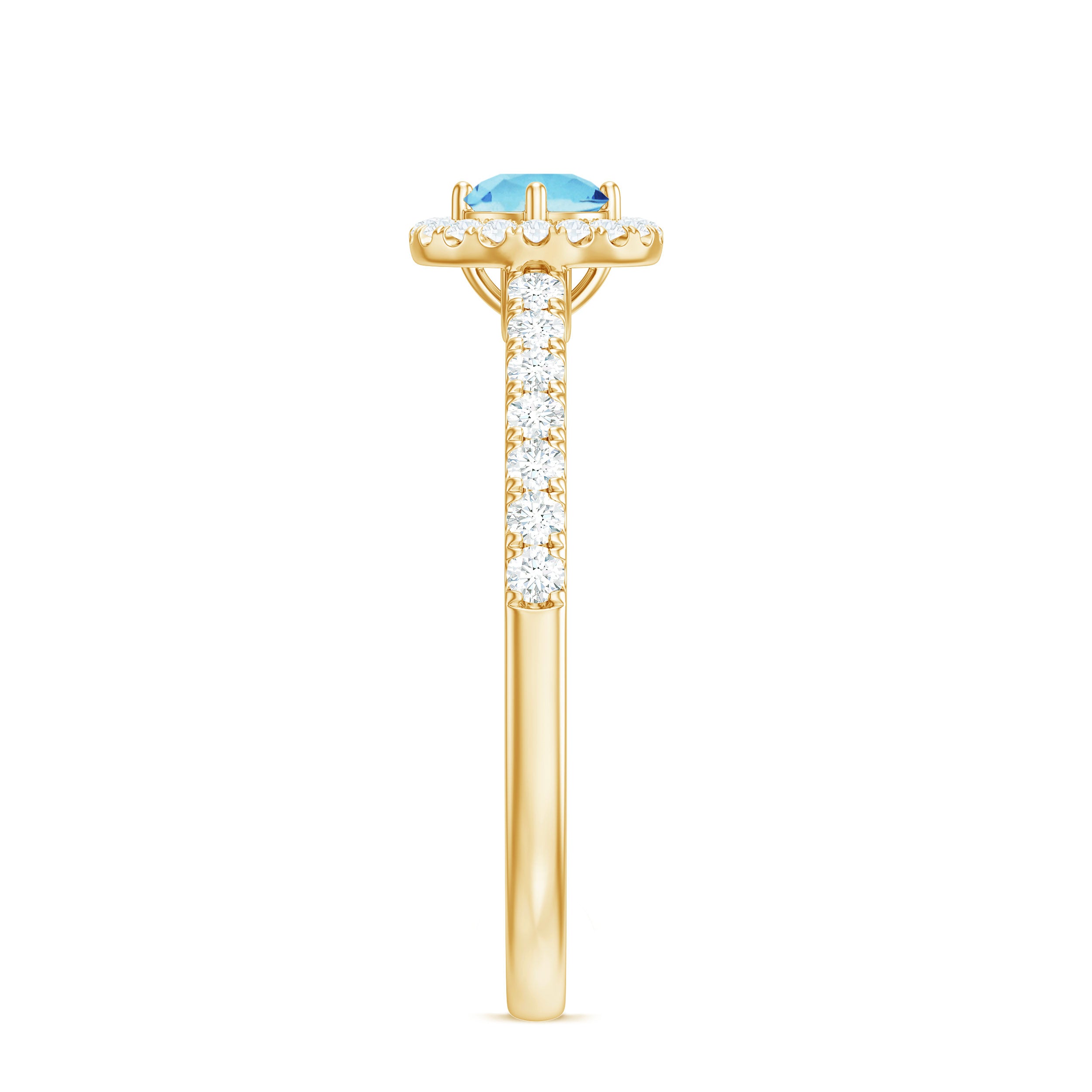 Certified Natural Aquamarine Engagement Ring with Diamond Halo AAA - Rosec Jewels