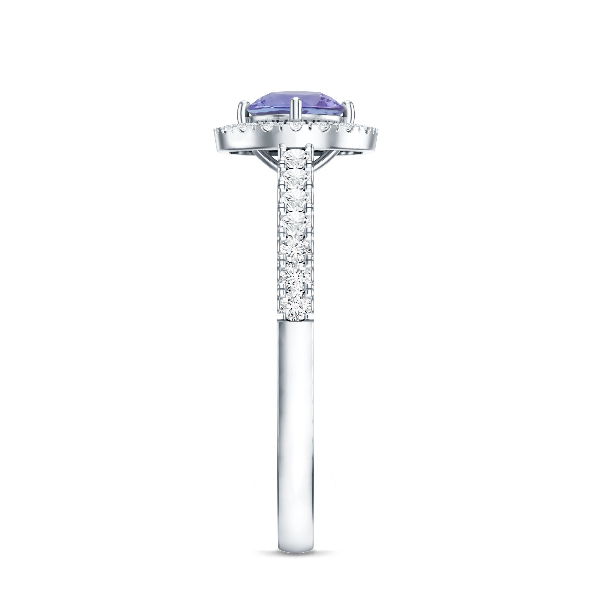 Natural Tanzanite and Diamond Promise Ring for Engagement AAA - Rosec Jewels