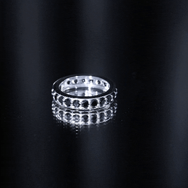 Certified Lab Grown Black Diamond Full Eternity Band Ring for Women AAAA ( Synthetic ) - Rosec Jewels