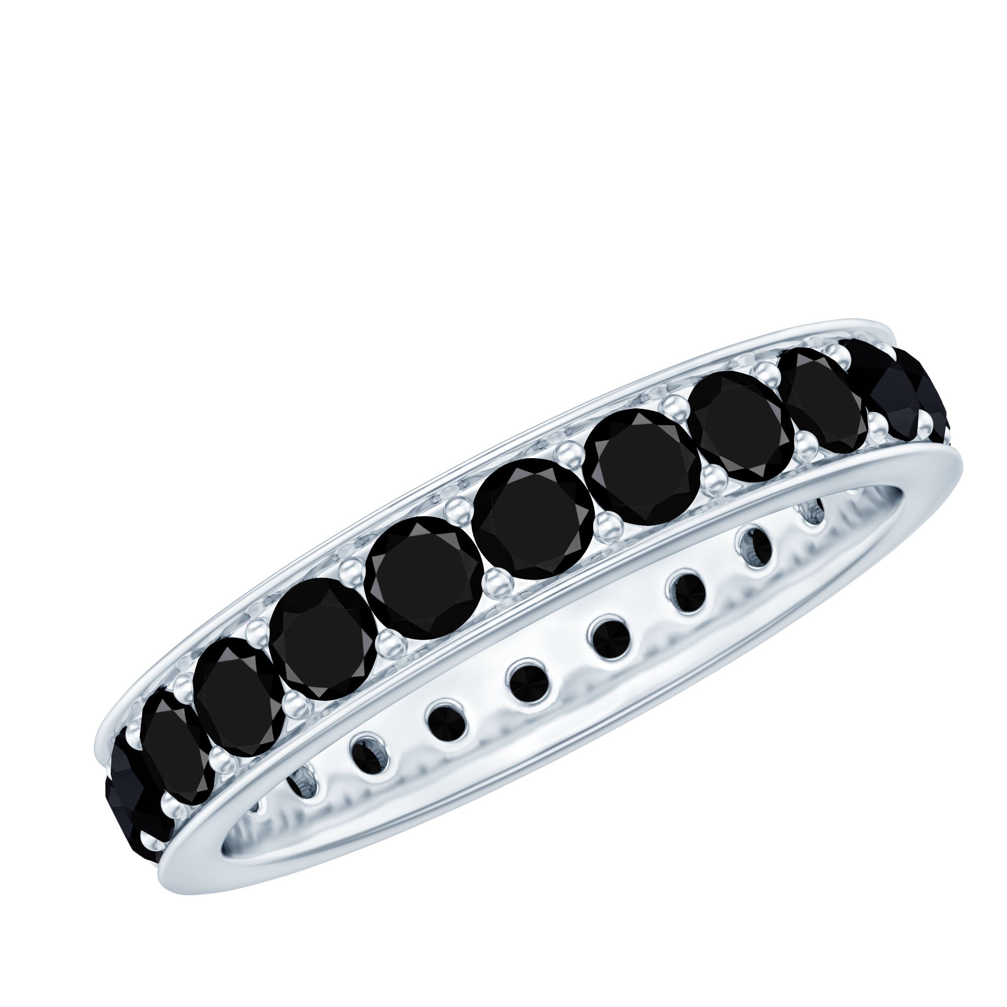 Certified Lab Grown Black Diamond Full Eternity Band Ring for Women AAAA ( Synthetic ) - Rosec Jewels