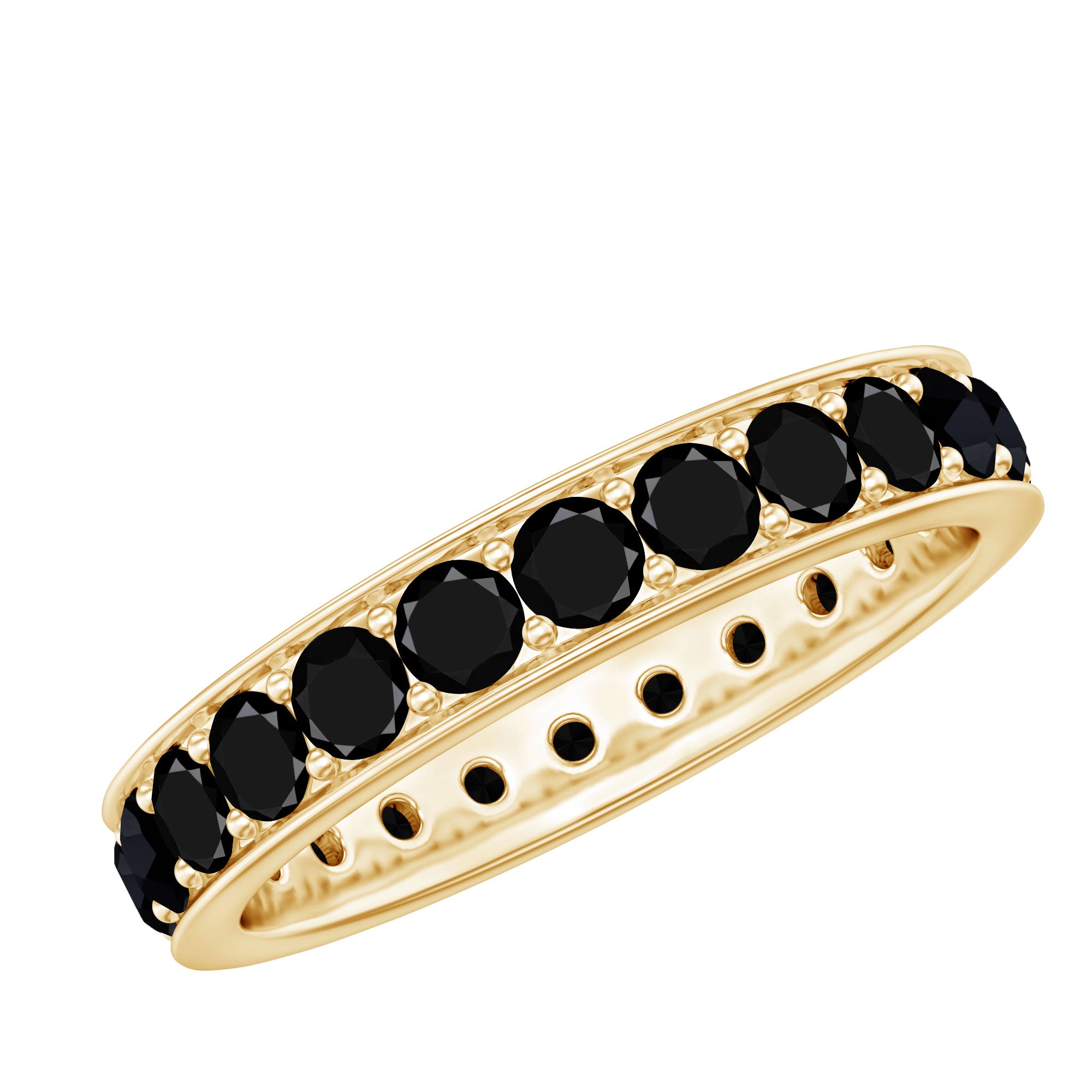 Certified Lab Grown Black Diamond Full Eternity Band Ring for Women AAAA ( Synthetic ) - Rosec Jewels