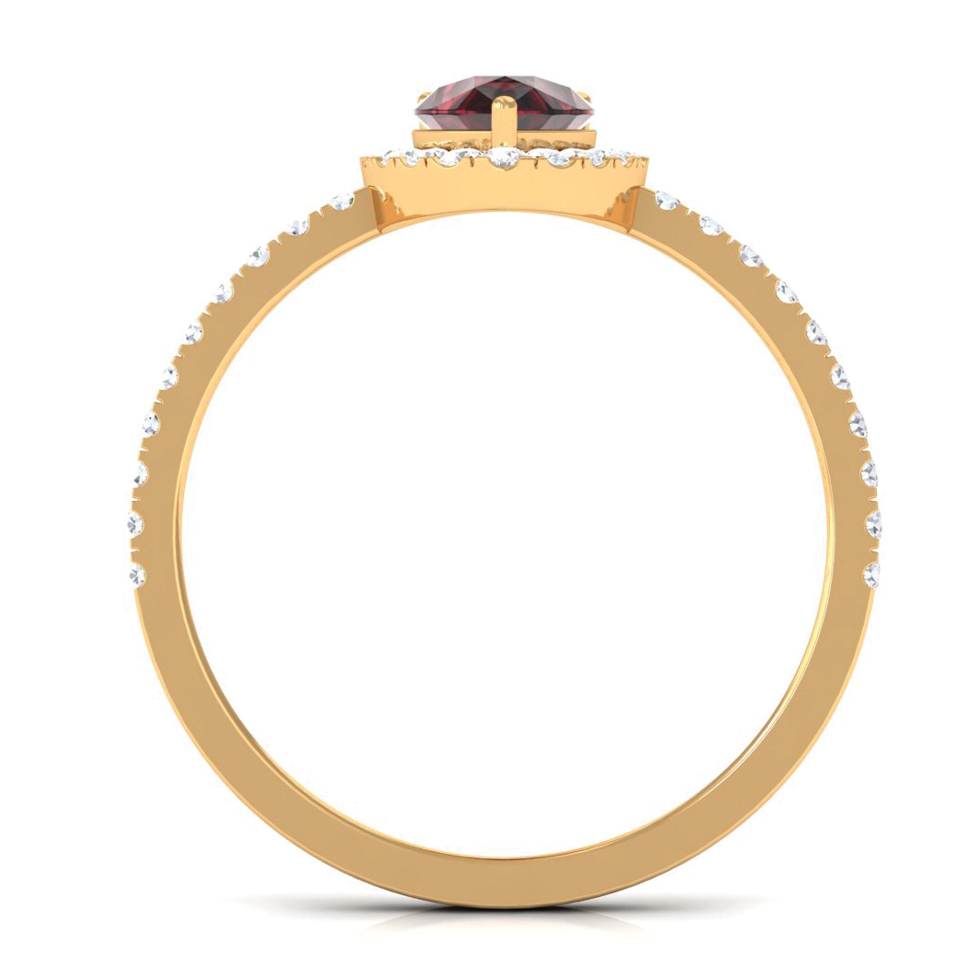Genuine 5X7mm Garnet Pear Shaped Engagement Ring with Diamond Halo AAA - Rosec Jewels