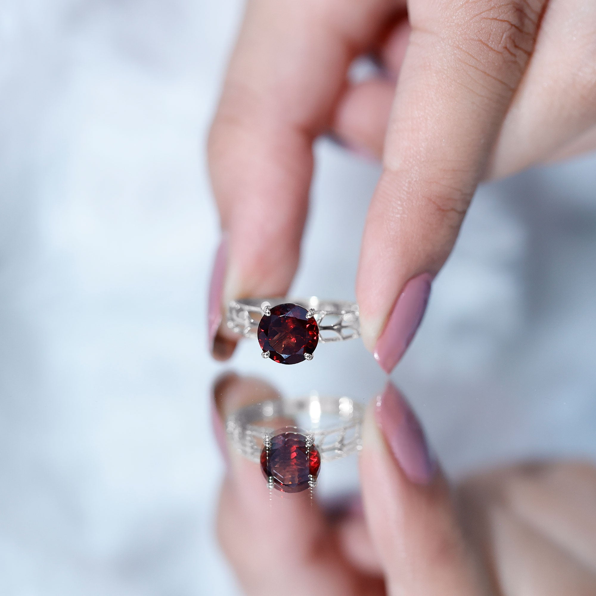 2.3 Carat Natural Garnet Filigree Engagement Ring with Certificate AAA - Rosec Jewels