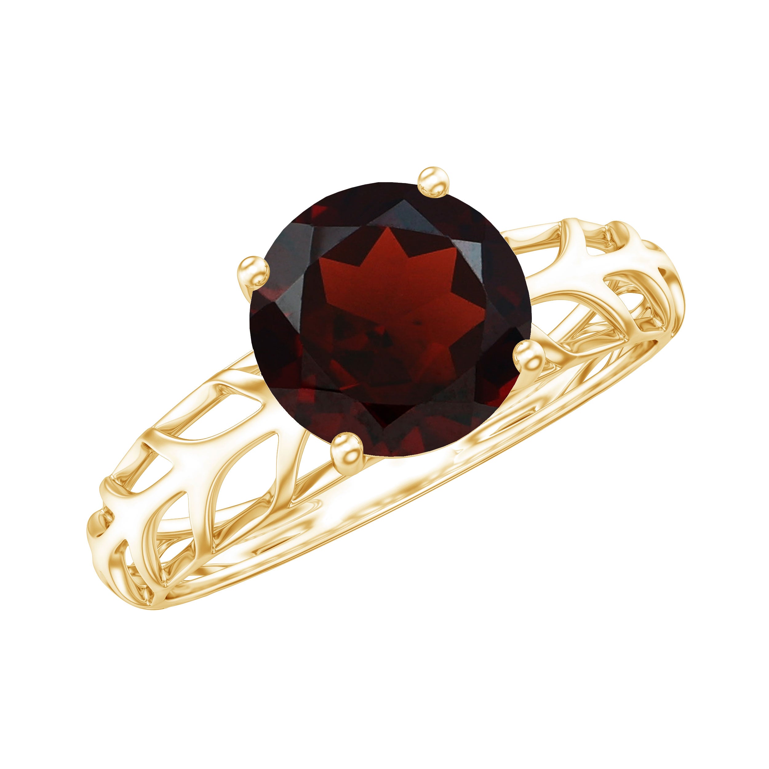 2.3 Carat Natural Garnet Filigree Engagement Ring with Certificate AAA - Rosec Jewels