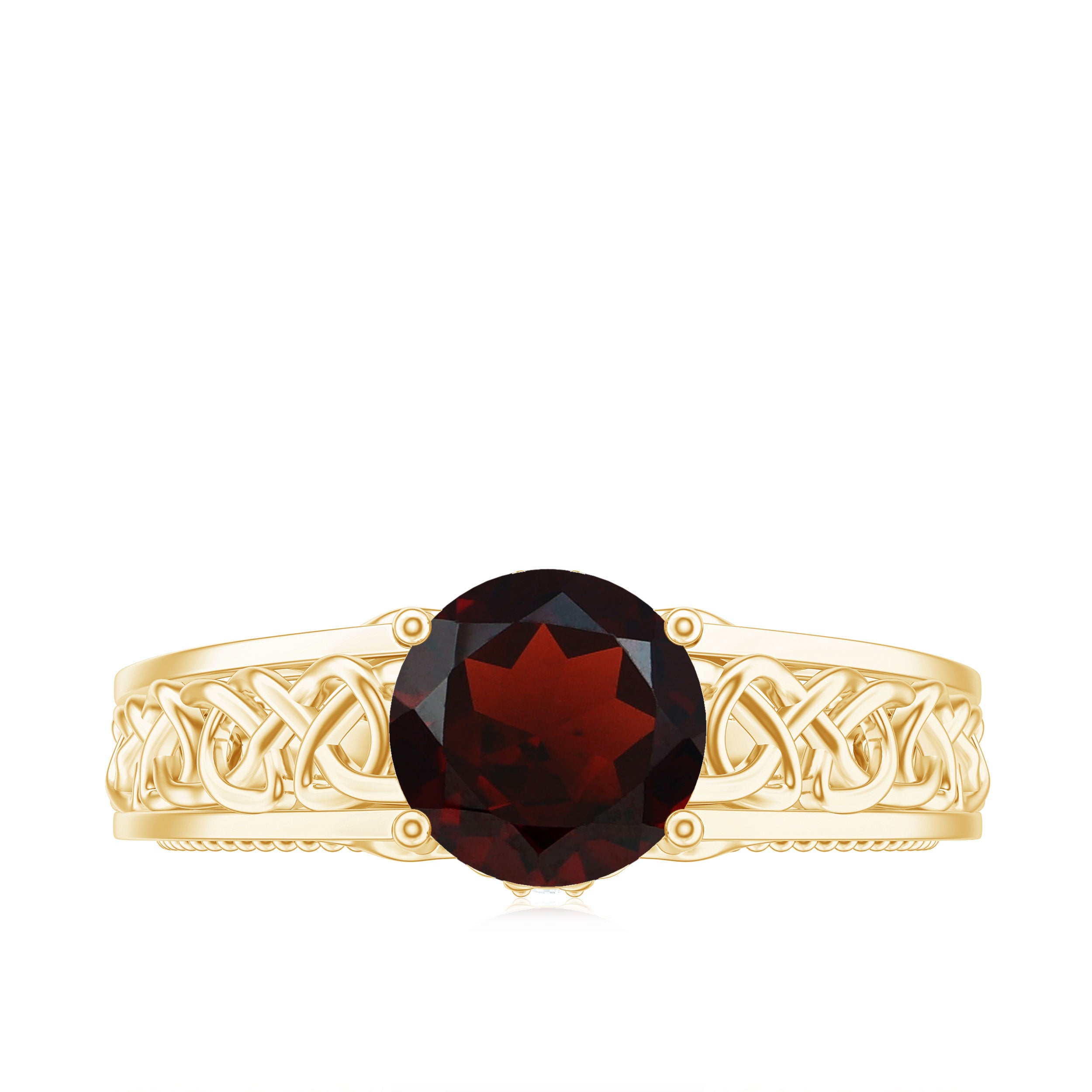 Vintage Style Garnet Diamond Engagement Ring with Celtic Knot AAA - Rosec Jewels