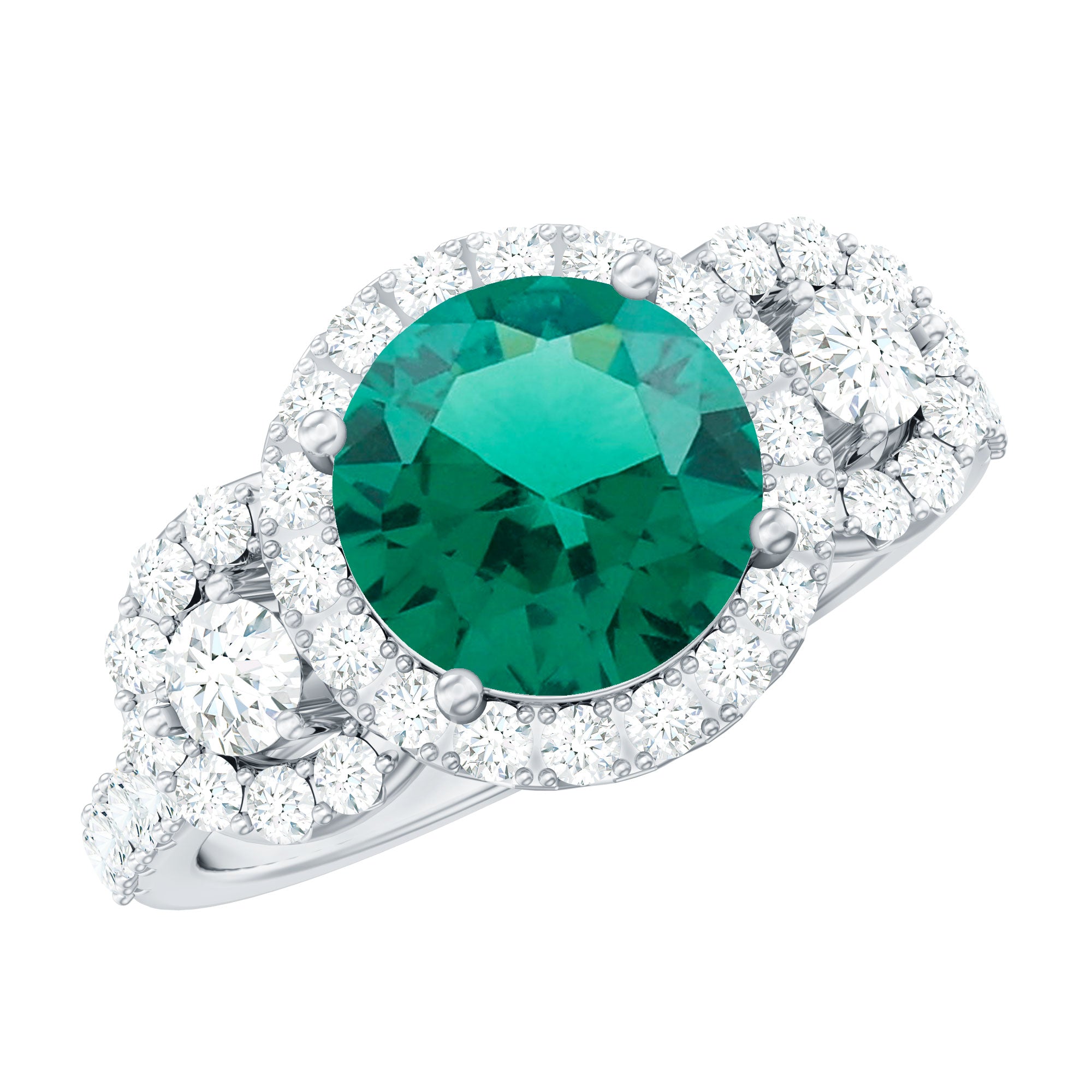 8 mm Lab Grown Emerald Vintage Looking Engagement Ring