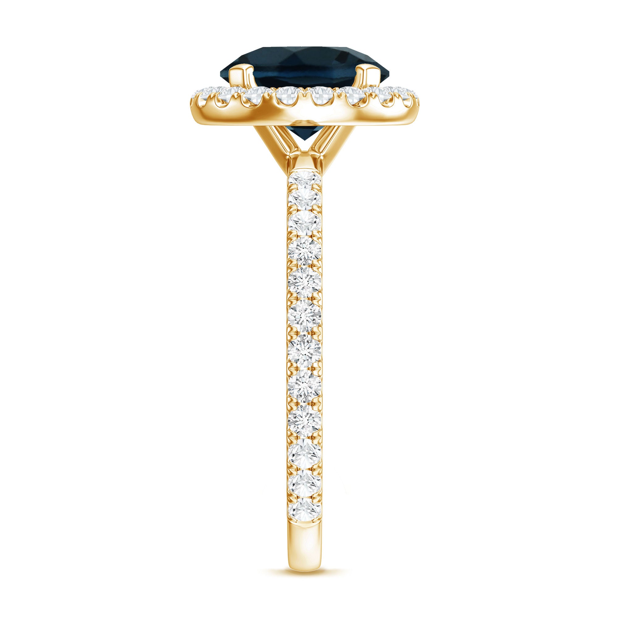 8MM London Blue Topaz Classic Engagement Ring with Diamond AAA - Rosec Jewels