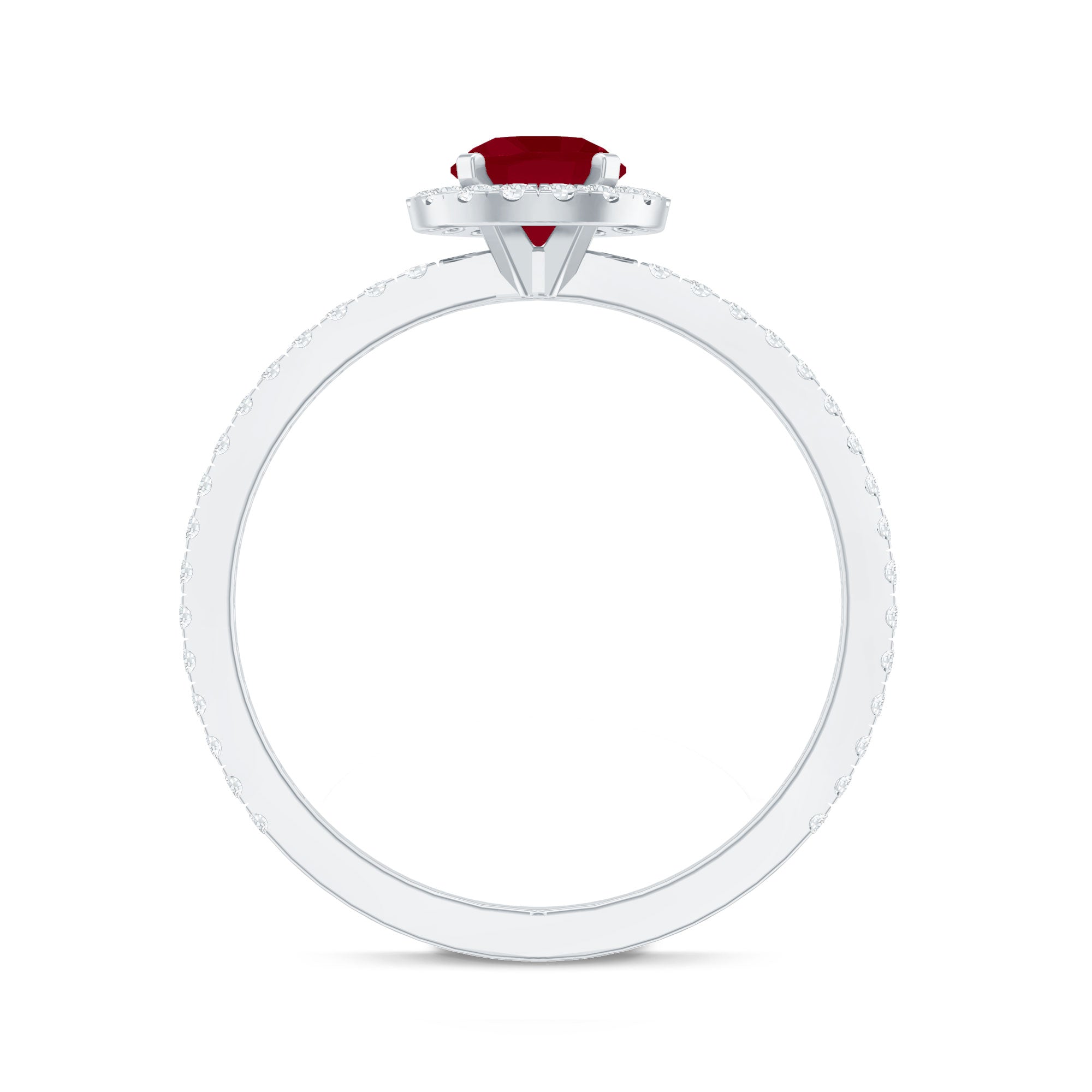 Minimal 0.6 Carat Ruby Engagement Ring with Diamond Halo AAA - Rosec Jewels