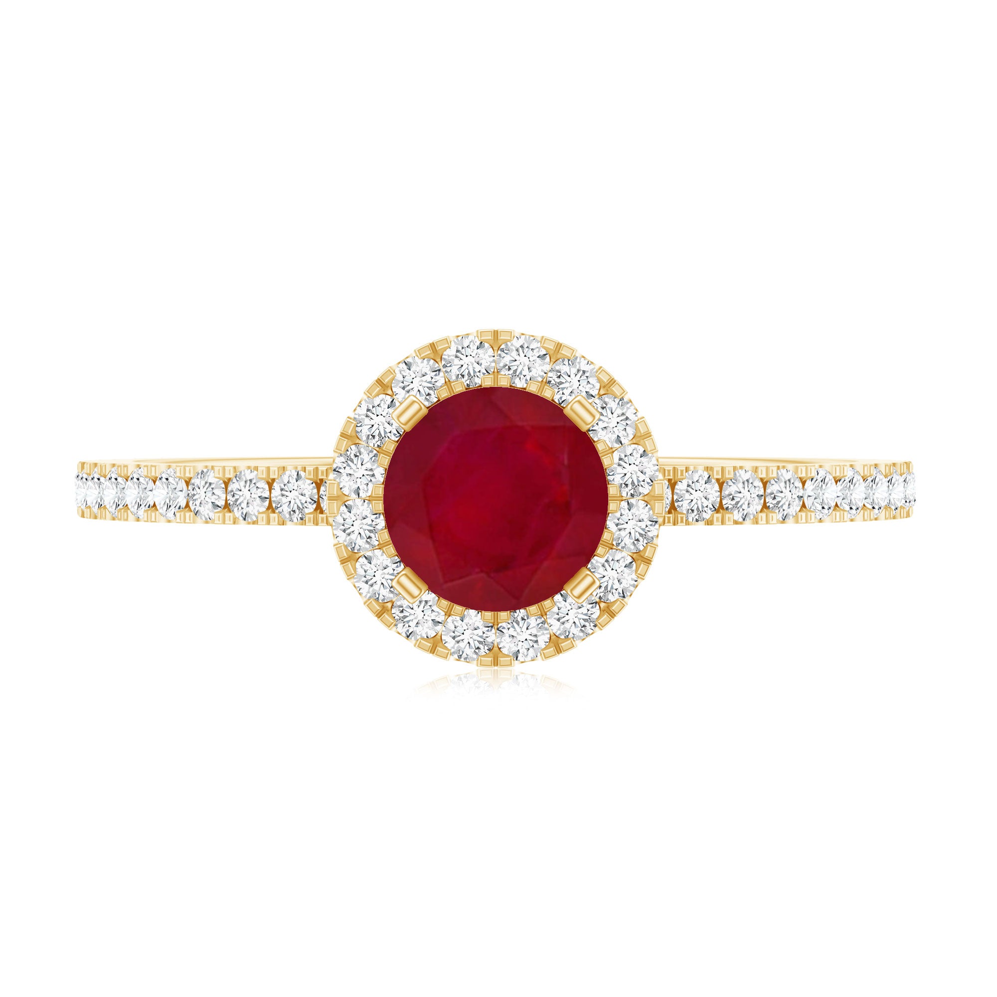 Minimal 0.6 Carat Ruby Engagement Ring with Diamond Halo AAA - Rosec Jewels