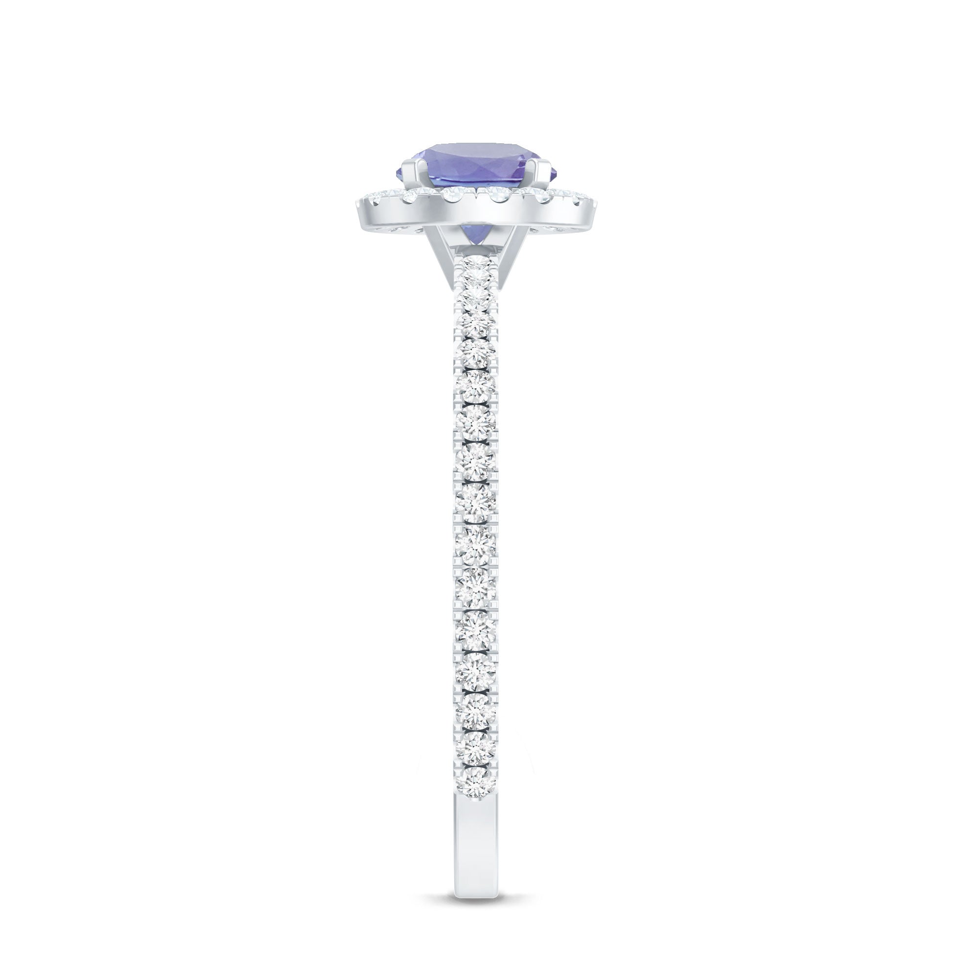 Womens Tanzanite Halo Ring with Diamond AAA - Rosec Jewels