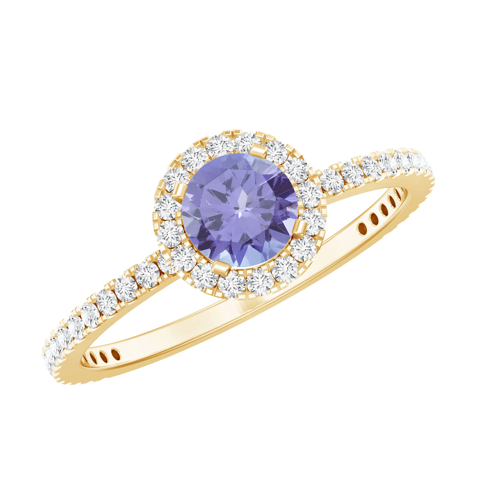 Womens Tanzanite Halo Ring with Diamond AAA - Rosec Jewels