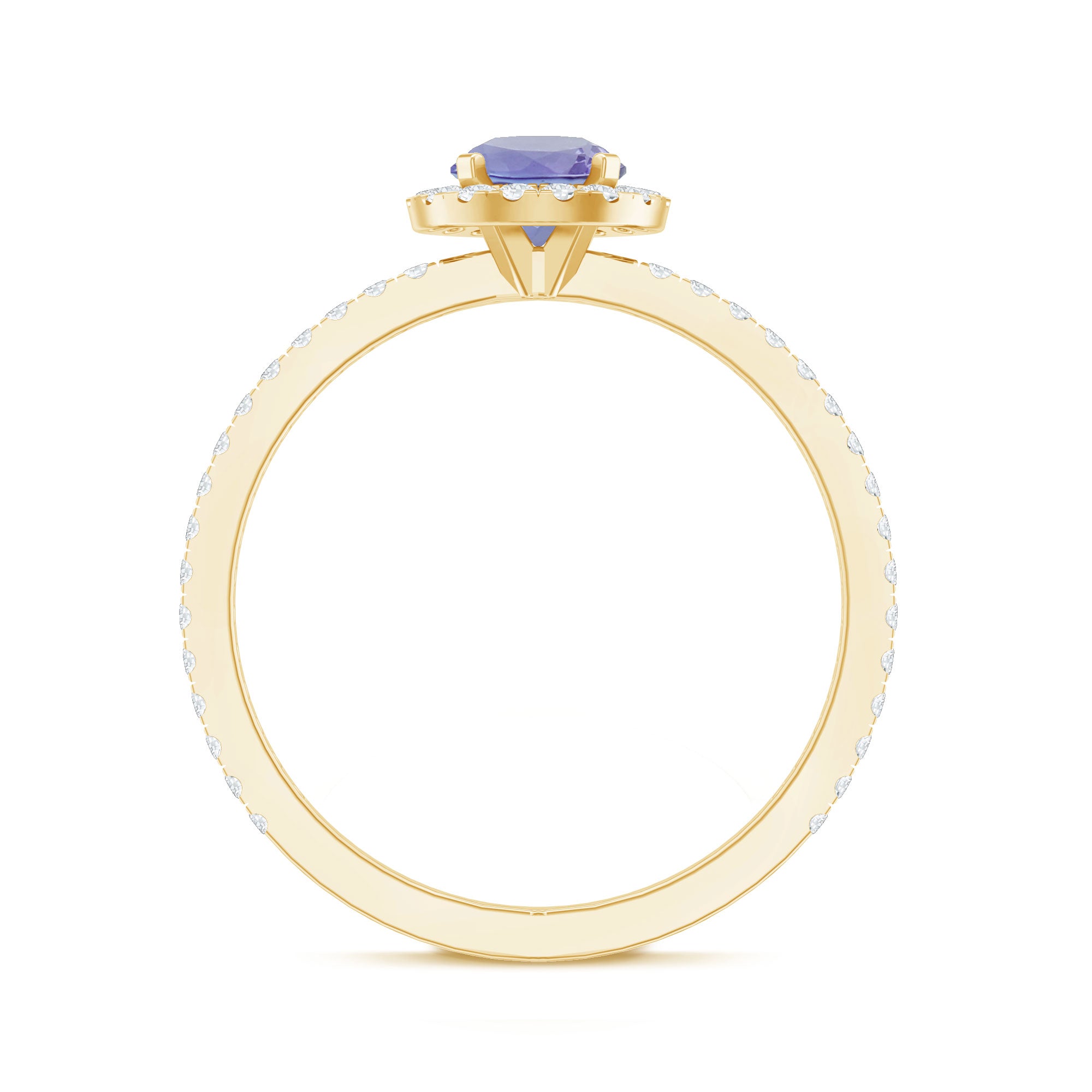 Womens Tanzanite Halo Ring with Diamond AAA - Rosec Jewels