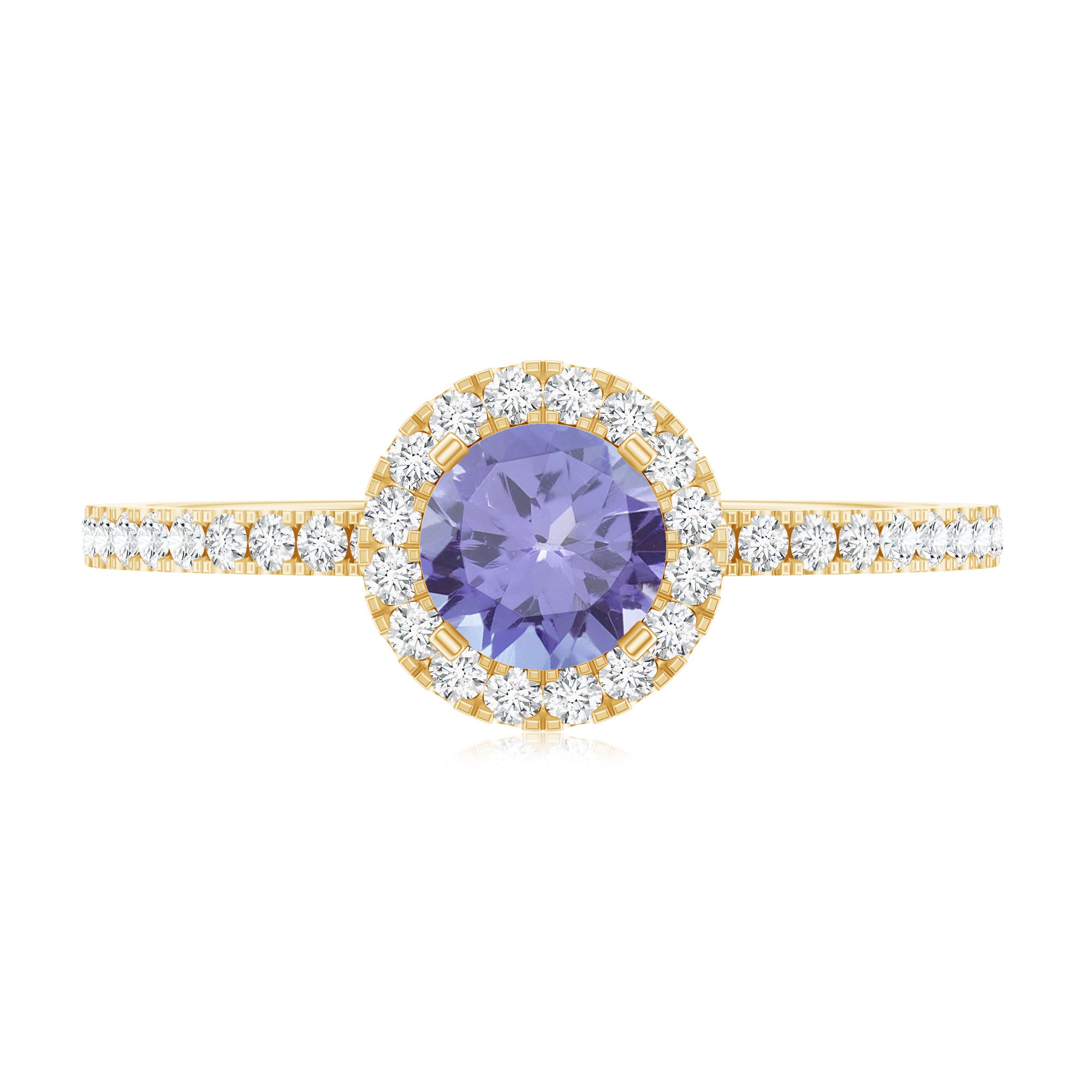 Womens Tanzanite Halo Ring with Diamond AAA - Rosec Jewels