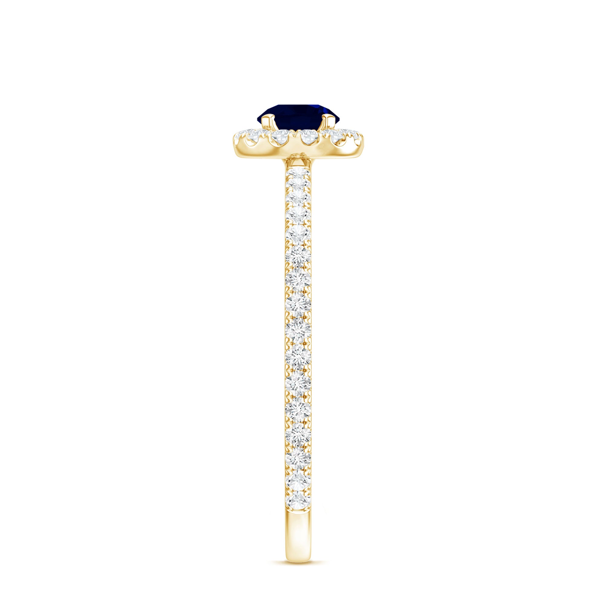 Minimal 0.9 Carat Blue Sapphire Engagement Ring with Diamond Halo AAA - Rosec Jewels