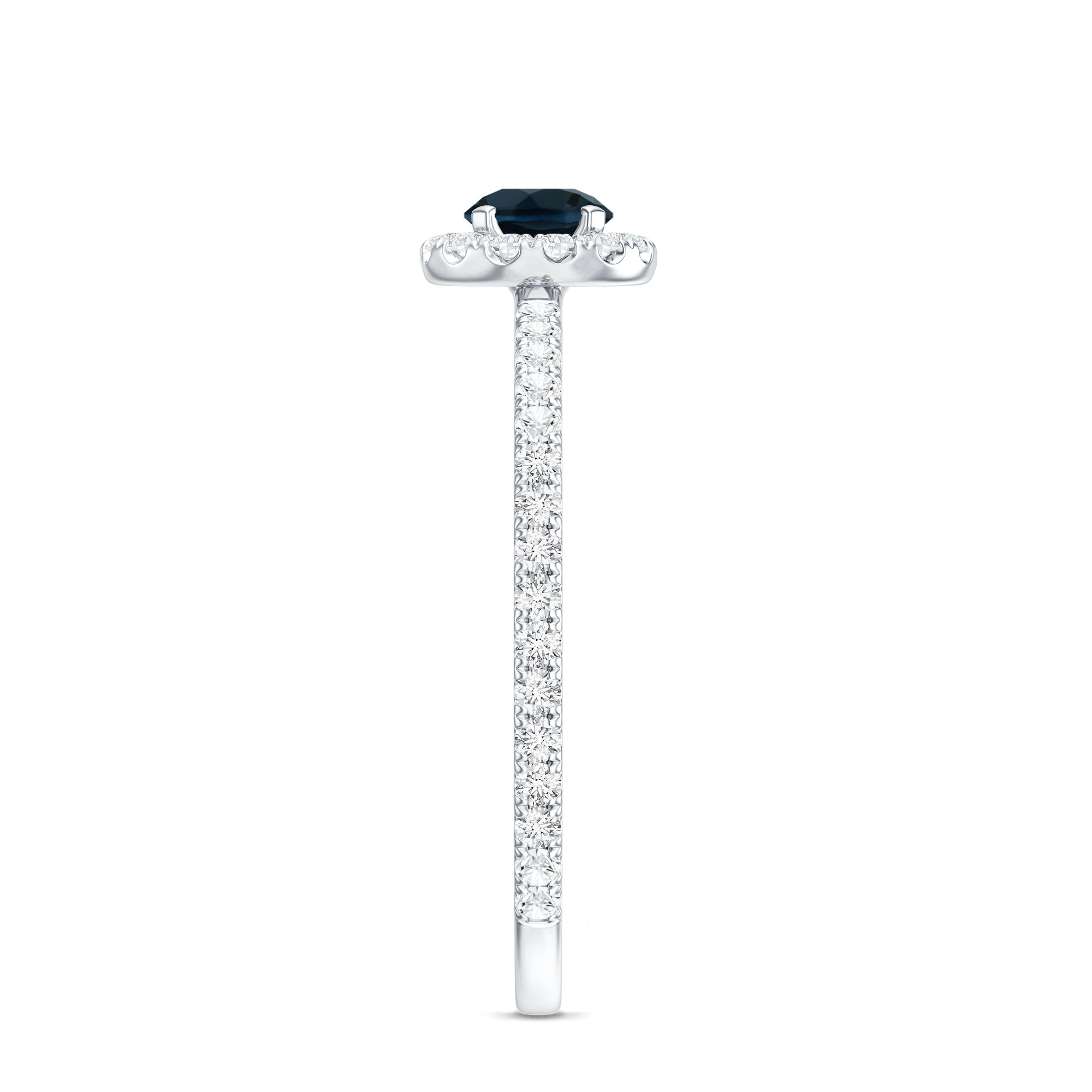 Round Shaped Blue Topaz and Diamond Minimal Engagement Ring AAA - Rosec Jewels
