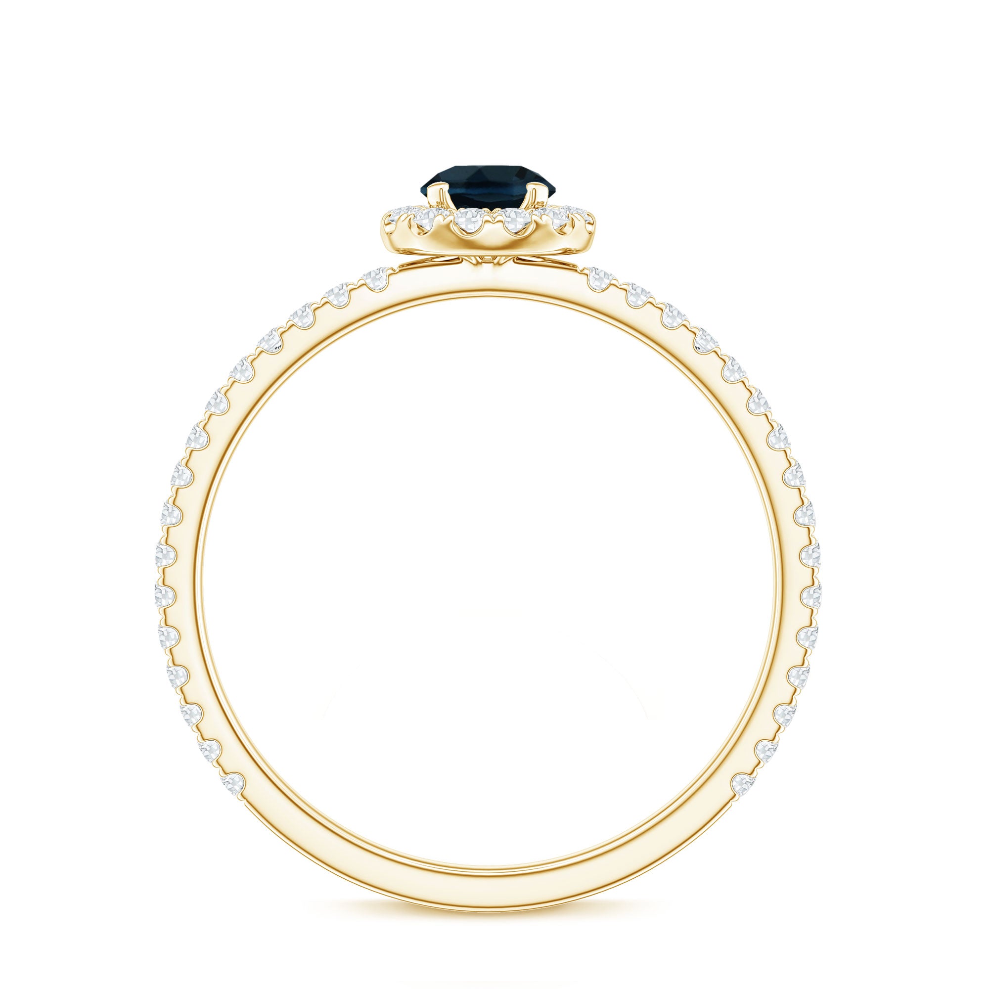 Round Shaped Blue Topaz and Diamond Minimal Engagement Ring AAA - Rosec Jewels