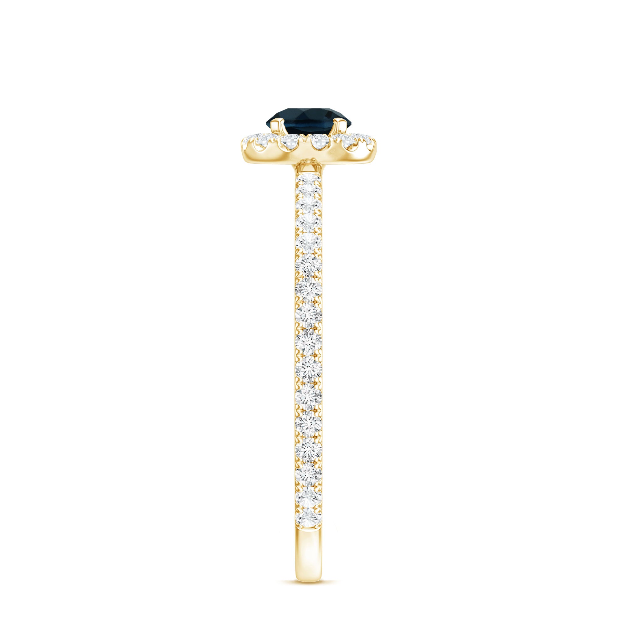 Round Shaped Blue Topaz and Diamond Minimal Engagement Ring AAA - Rosec Jewels