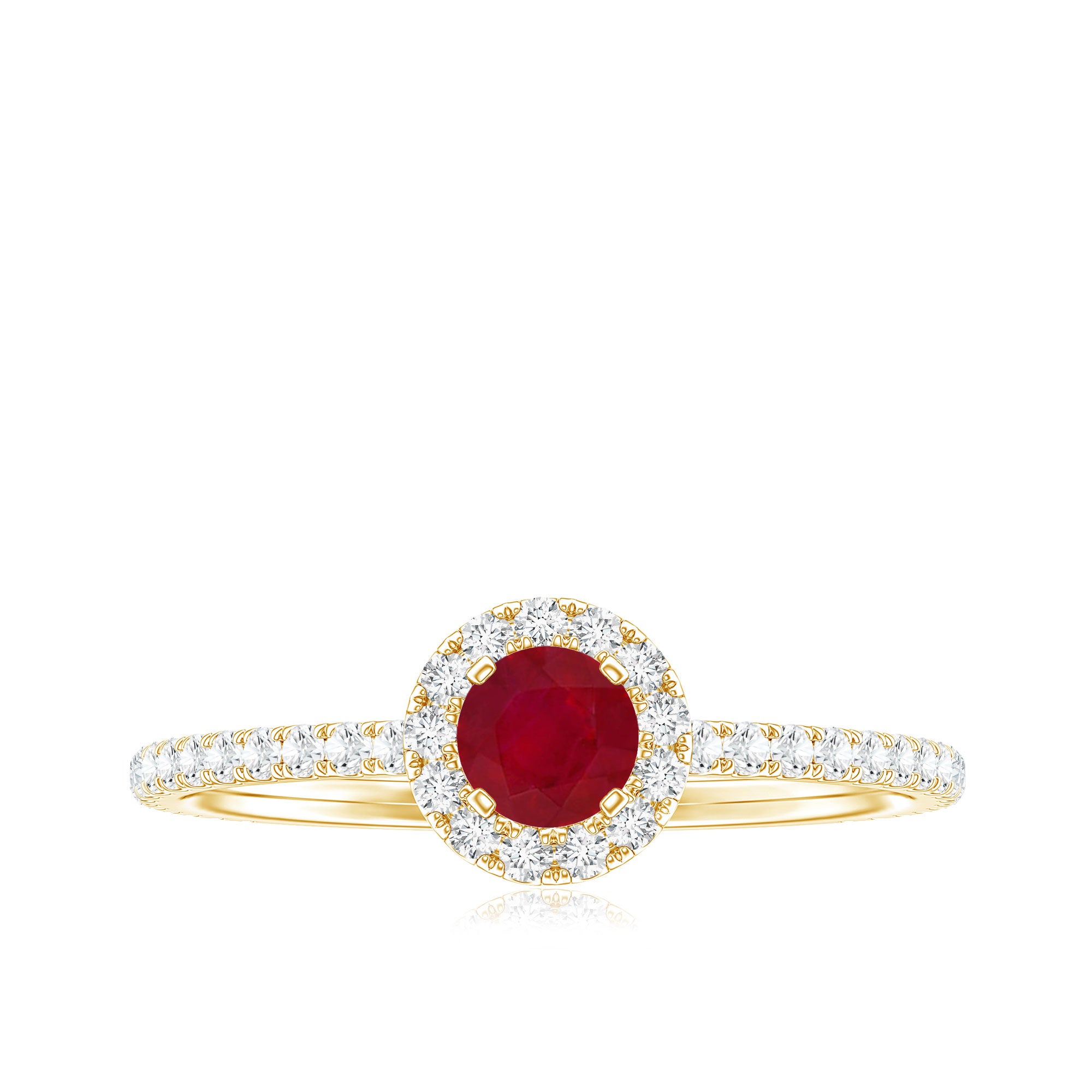 Real 0.6 Carat Ruby Engagement Ring with Diamond Halo AAA - Rosec Jewels