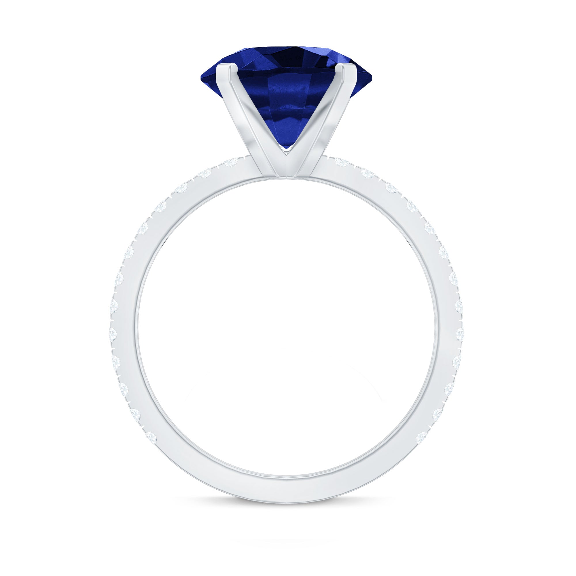 Certified 4.5 Carat Lab Grown Blue Sapphire Engagement Ring with Diamond AAAA - Rosec Jewels