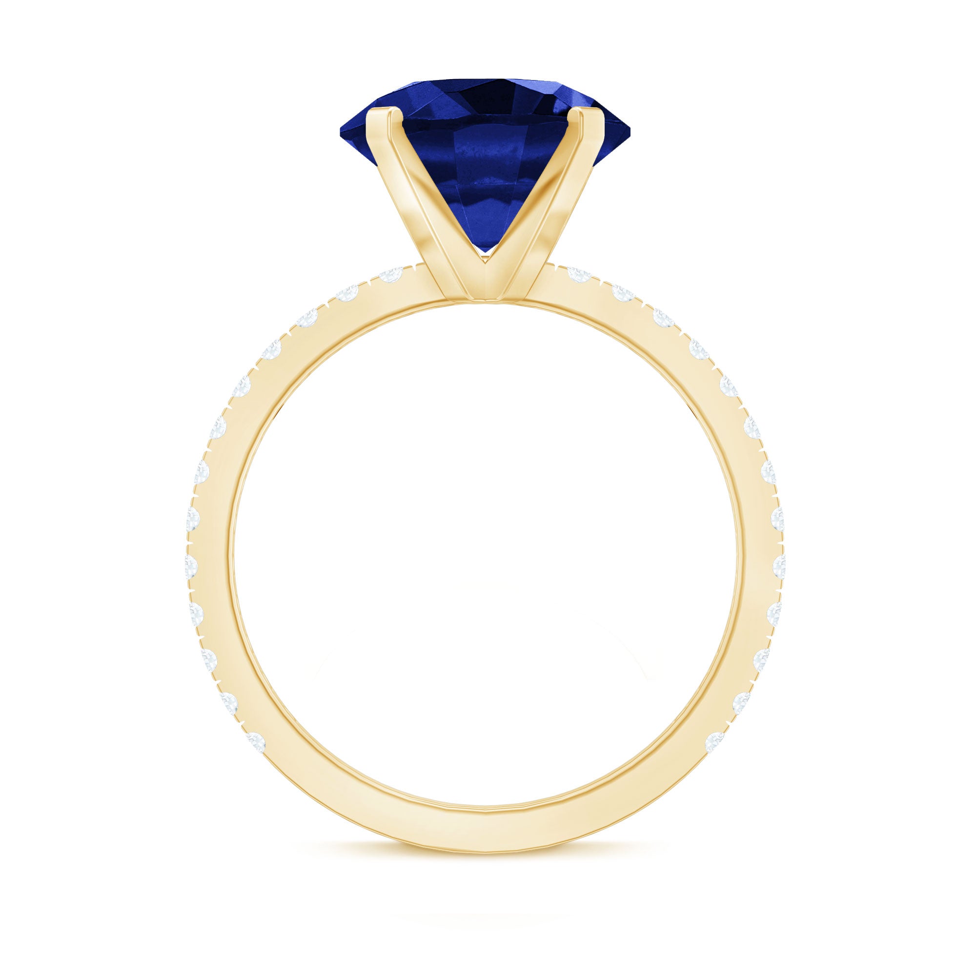 Certified 4.5 Carat Lab Grown Blue Sapphire Engagement Ring with Diamond AAAA - Rosec Jewels