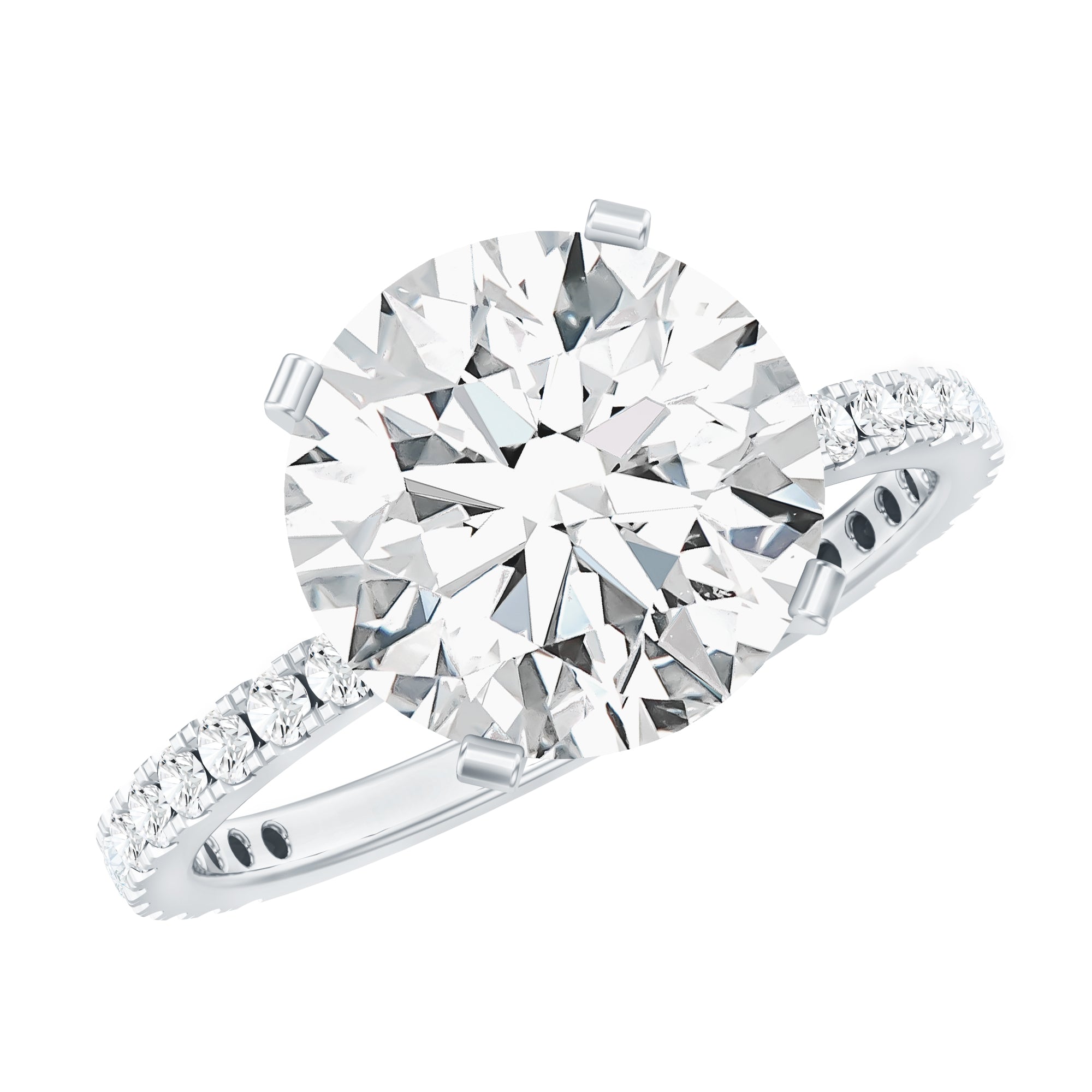 Certified Moissanite 10 MM Round Cut Engagement Ring