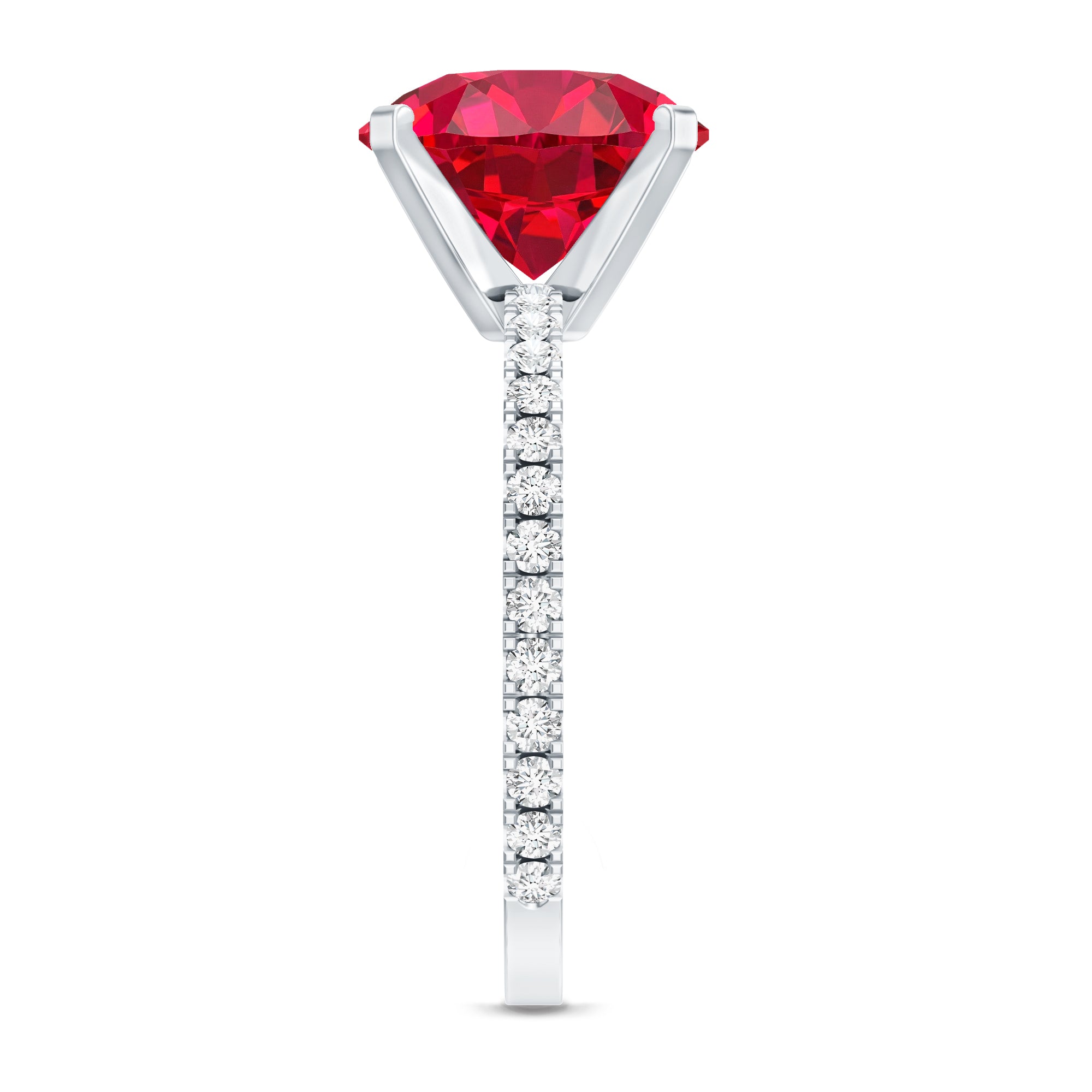 5 Carat Lab Created Ruby Solitaire Engagement Ring with Real Diamonds AAAA - Rosec Jewels