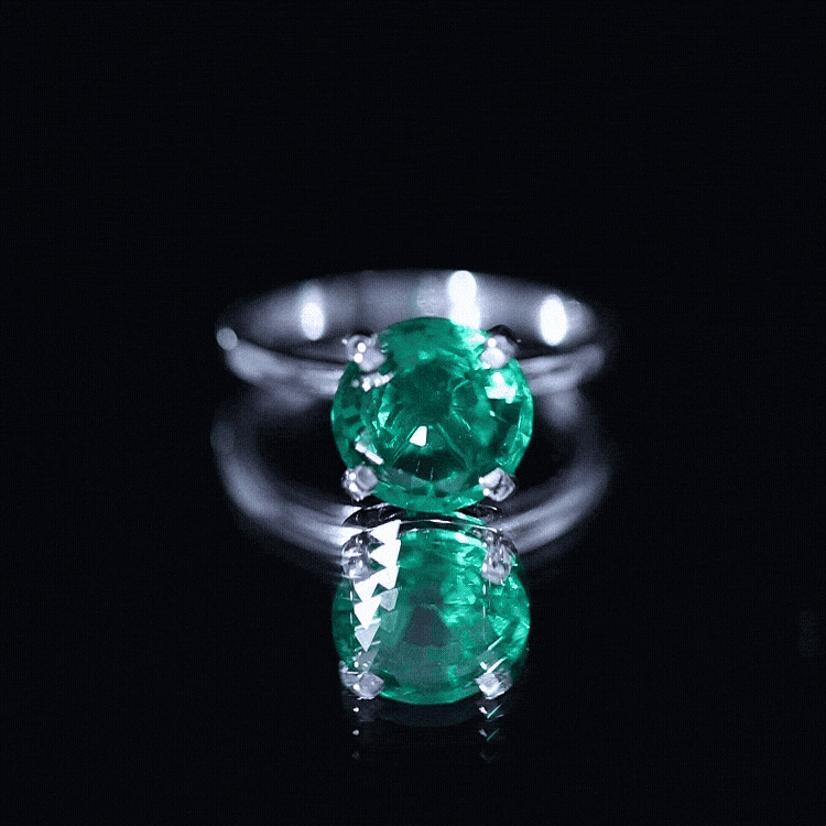 3.5 Carat Round Lab Created Emerald Solitaire Engagement Ring AAAA - Rosec Jewels