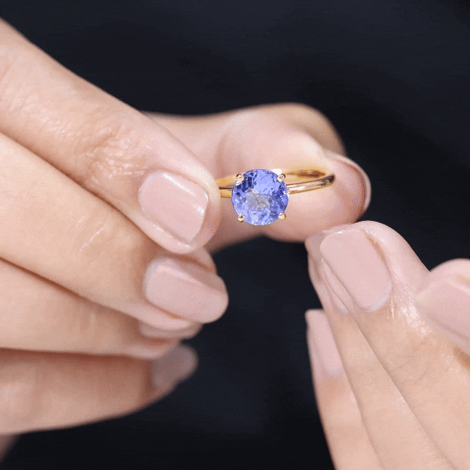 3 Carat Lab Grown Tanzanite Solitaire Engagement Ring AAAA - Rosec Jewels