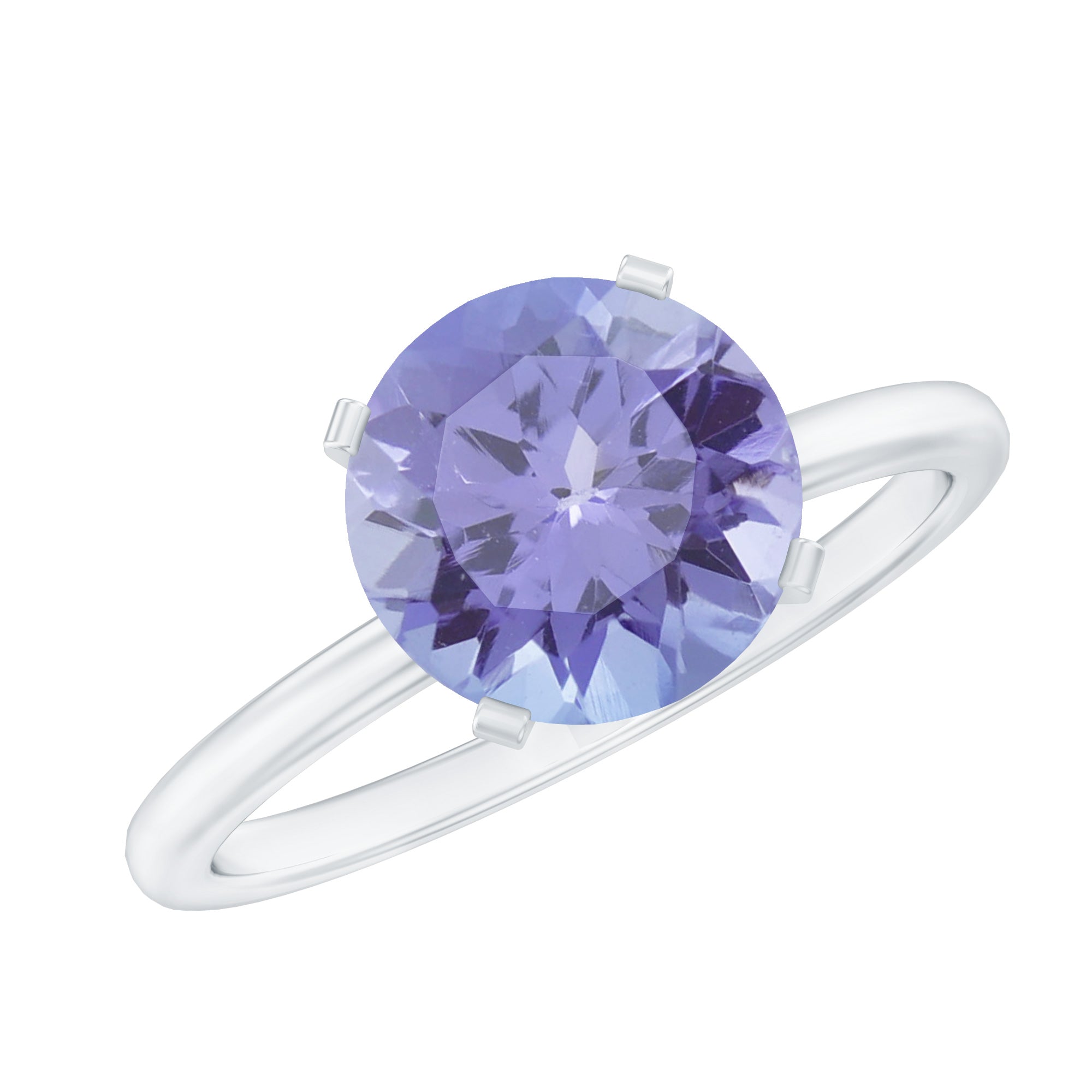 3 Carat Lab Grown Tanzanite Solitaire Engagement Ring AAAA - Rosec Jewels