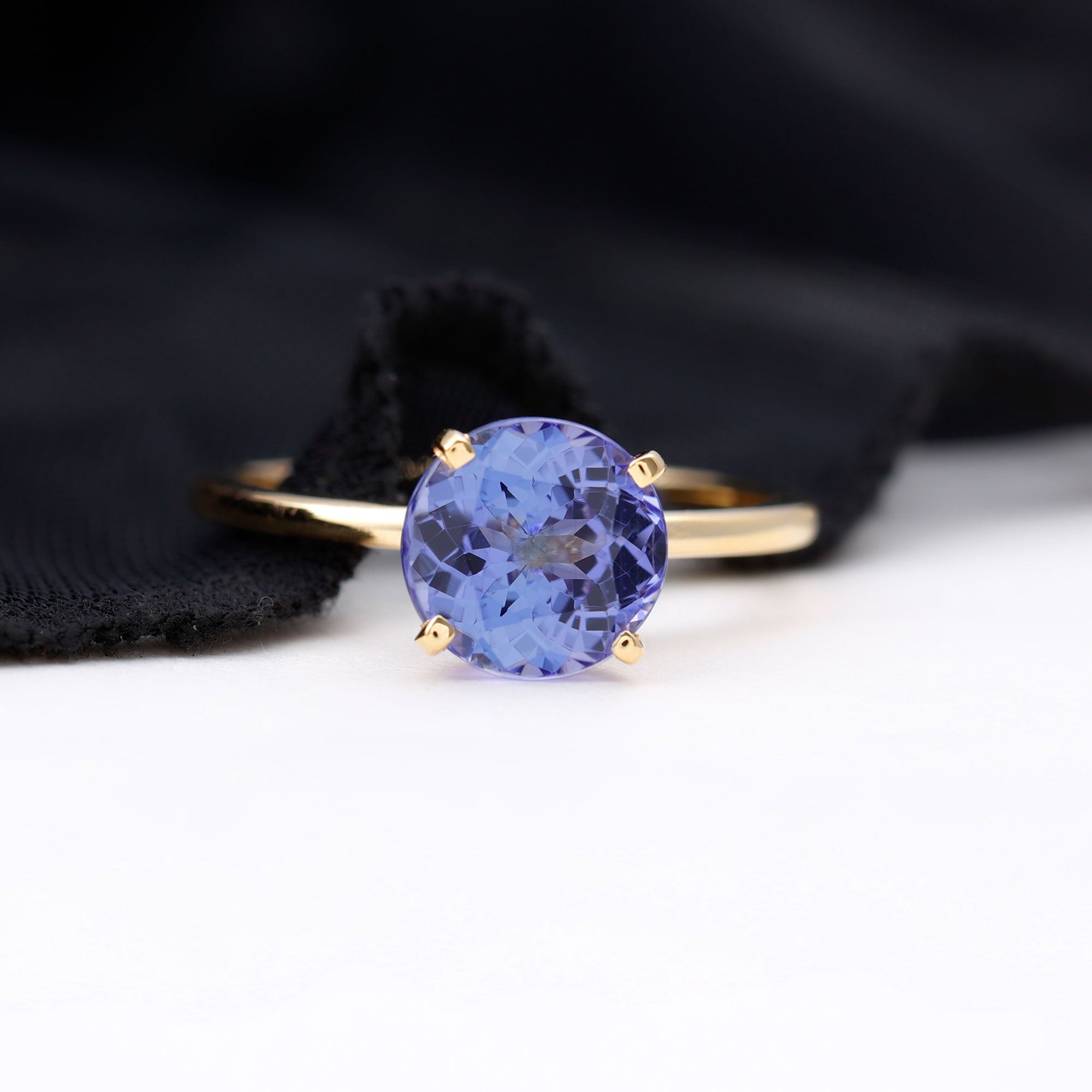 3 Carat Lab Grown Tanzanite Solitaire Engagement Ring AAAA - Rosec Jewels