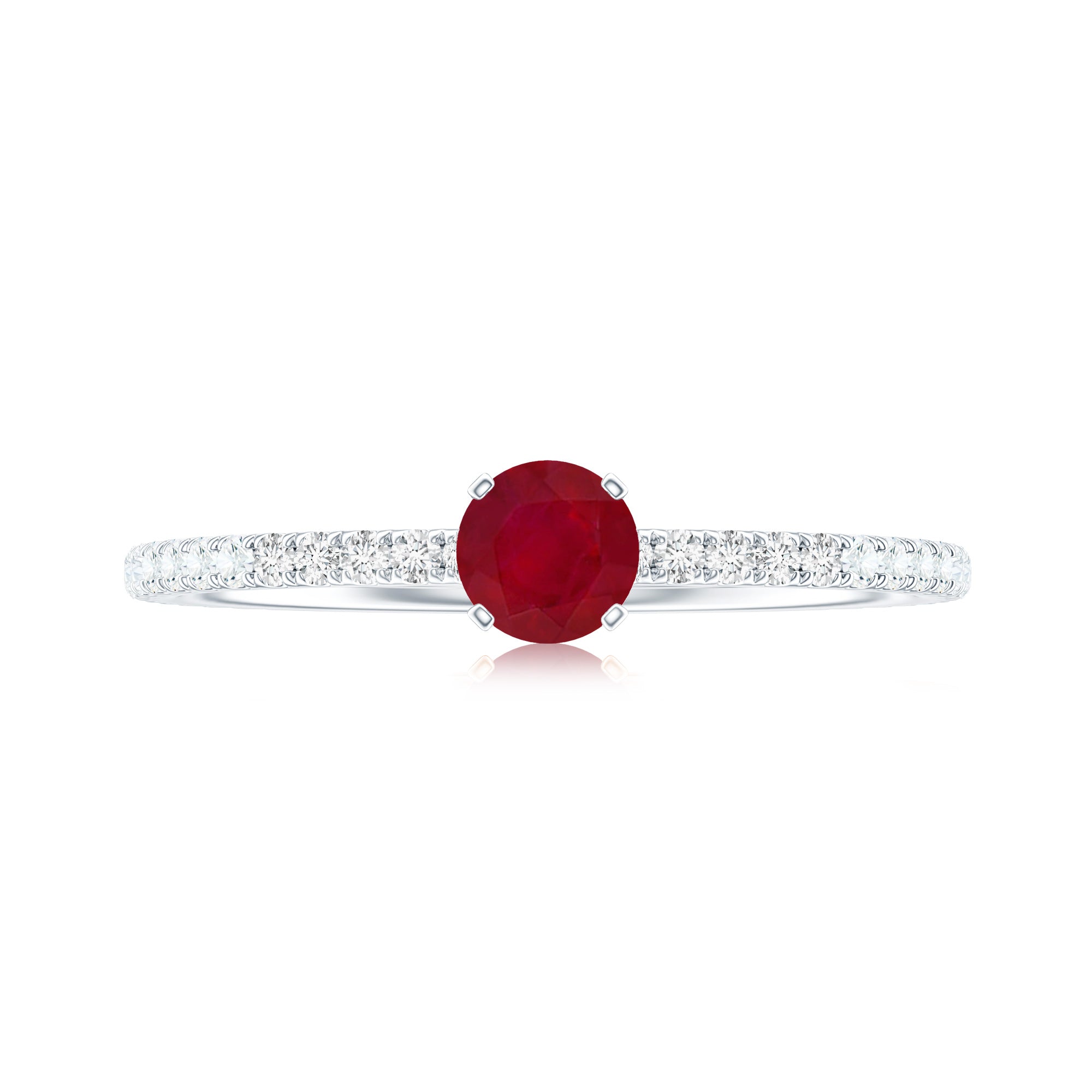 Natural Ruby Promise Ring with Diamond for Women AAA - Rosec Jewels