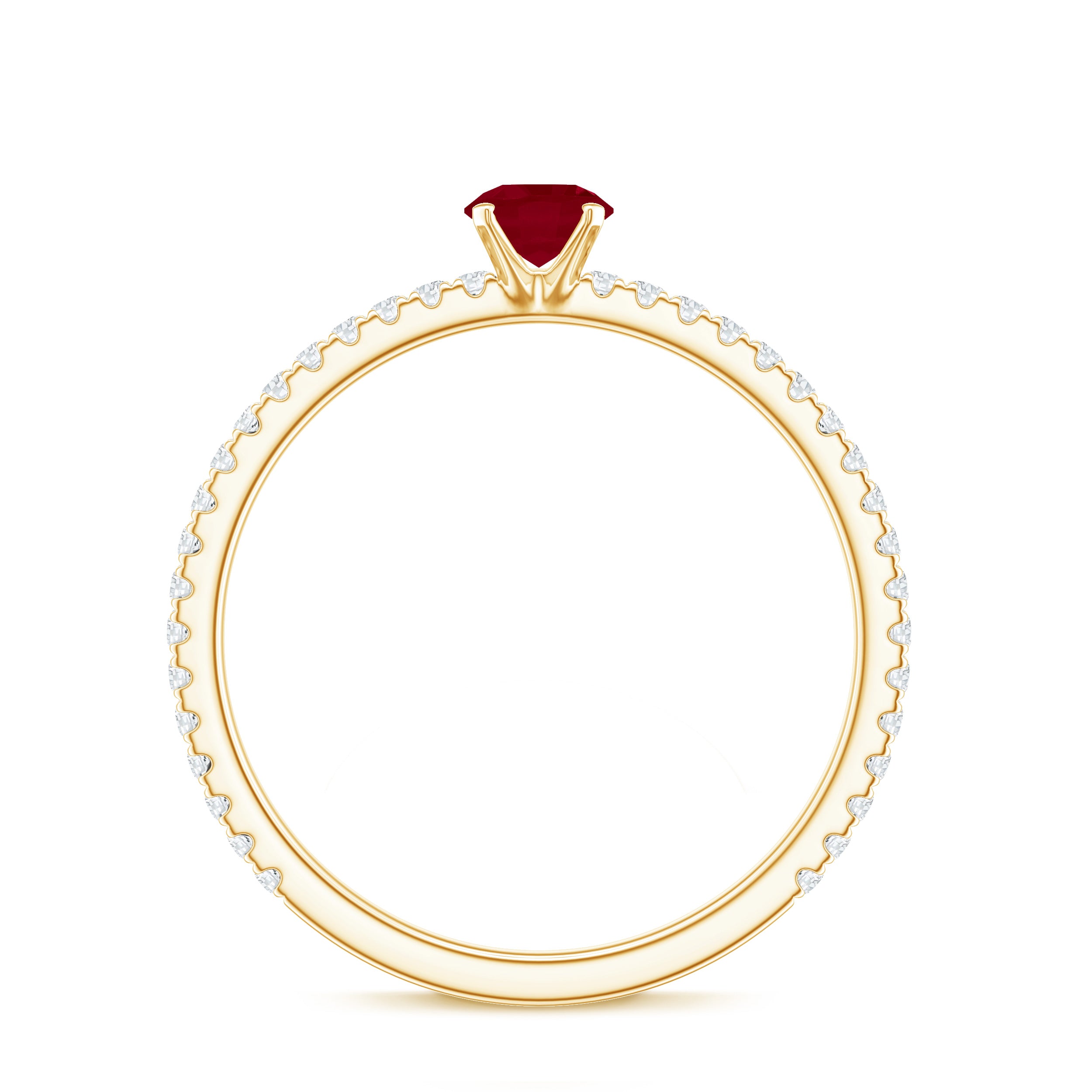 Natural Ruby Promise Ring with Diamond for Women AAA - Rosec Jewels