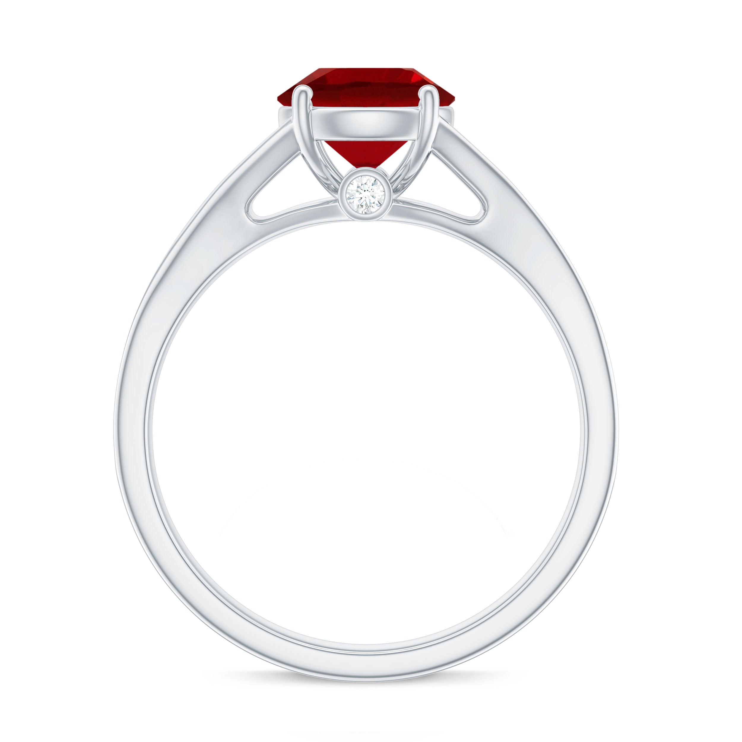Rosec Jewels-Lab Created Ruby and Diamond Engagement Ring in Split Shank