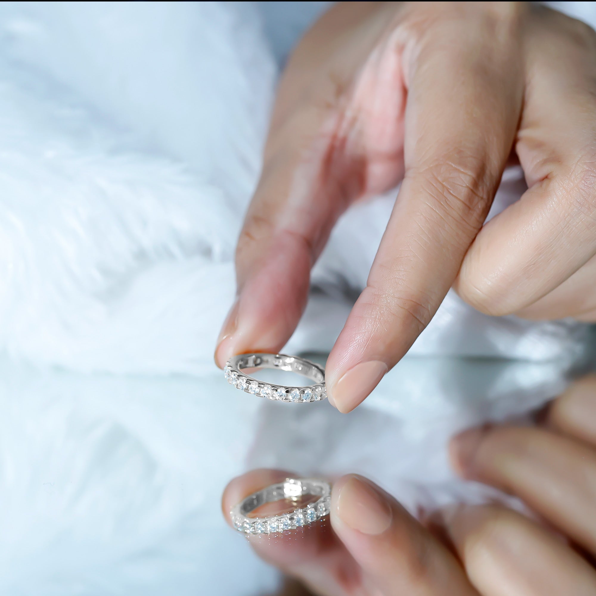 Brilliant Cut Round Moissanite Eternity Anniversary Band D-VS1 - Rosec Jewels