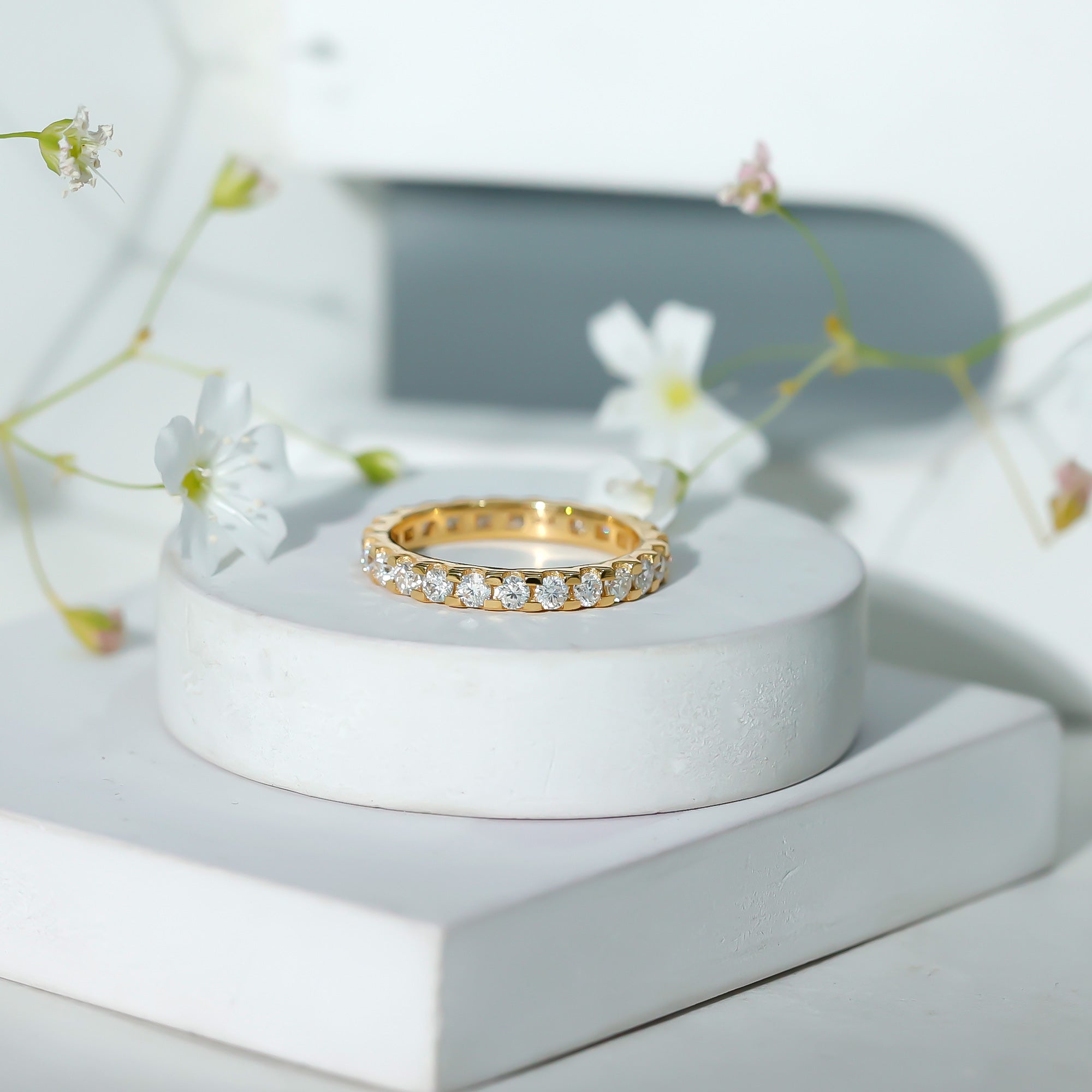 Brilliant Cut Round Moissanite Eternity Anniversary Band D-VS1 - Rosec Jewels