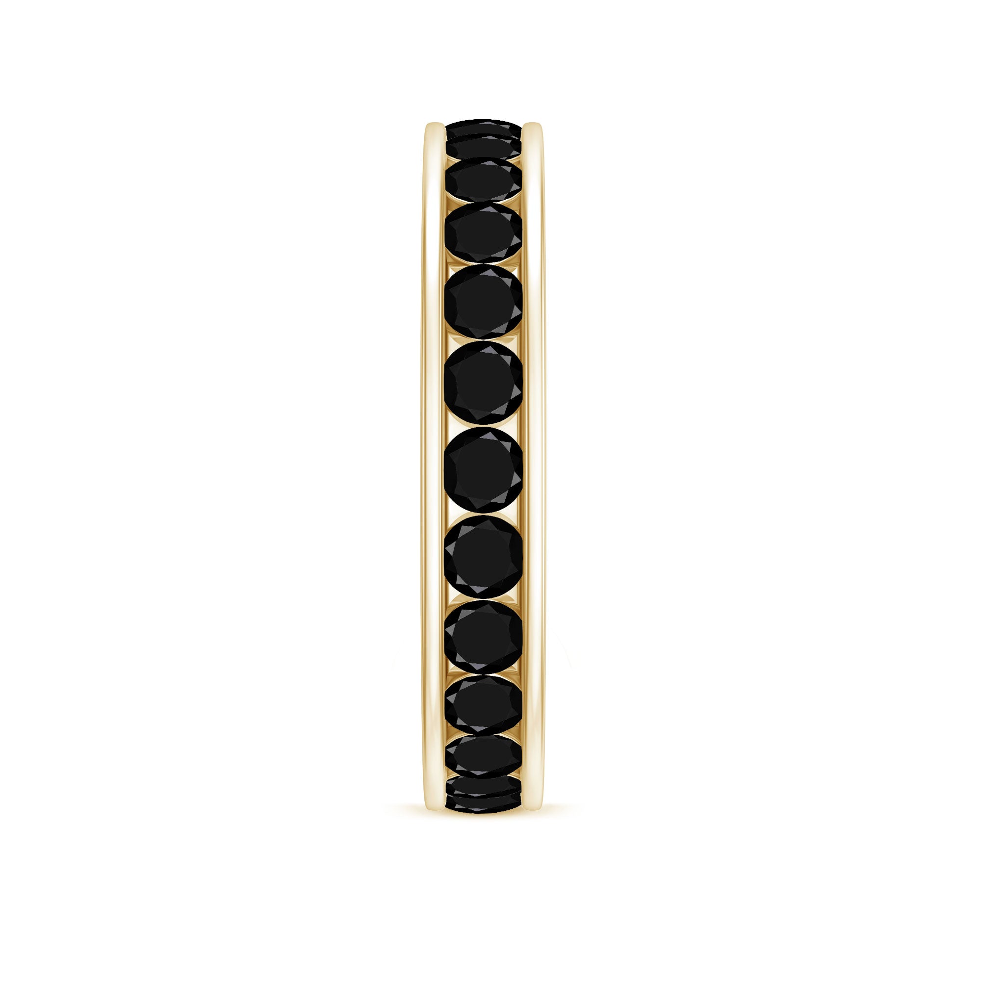 Natural Channel Set Black Spinel Eternity Ring for Anniversary AAA - Rosec Jewels